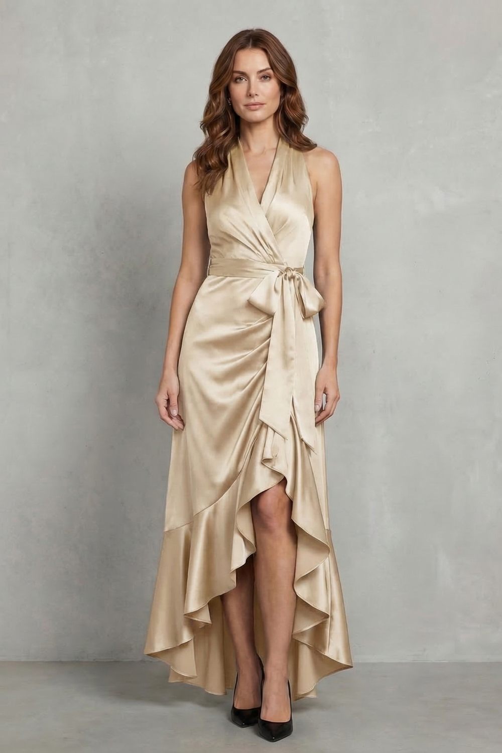 Noctavelle – Satin draped silhouette – Evening maxi dress-10627721003351-OLVIA ROSE LONDON