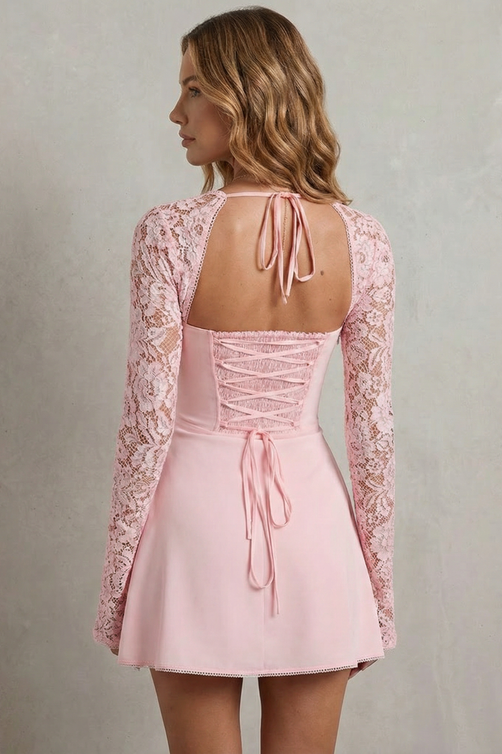 Noemira – Lace sleeve allure – Mini dress-10747081130327-OLVIA ROSE LONDON