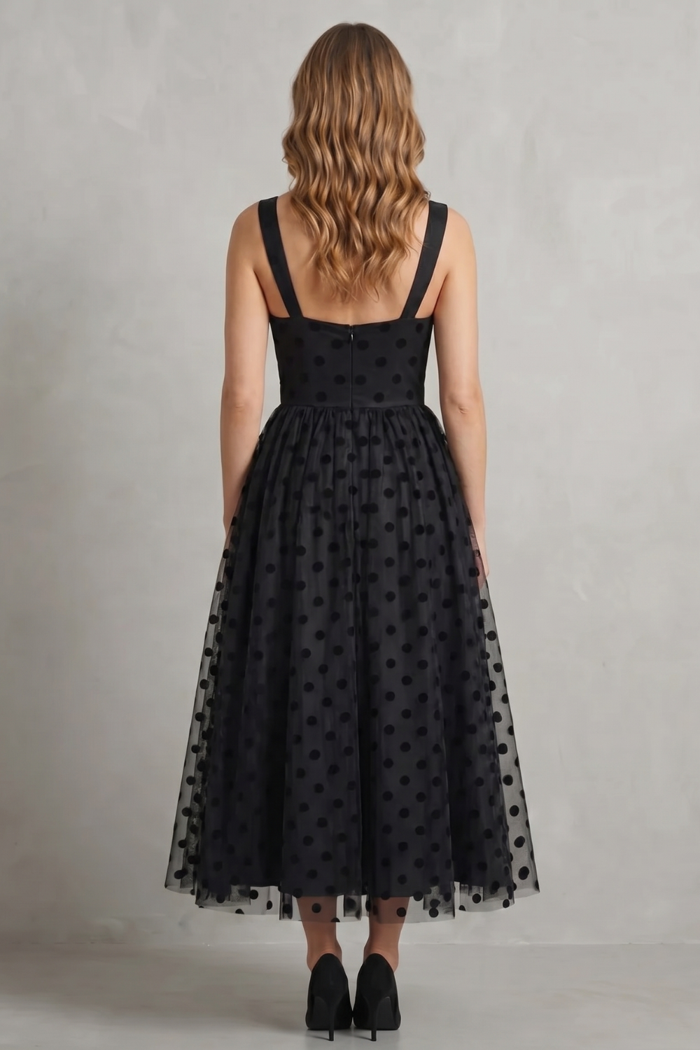Noirabelle – Polka dot mesh elegance – Midi dress-10755089793367-OLVIA ROSE LONDON