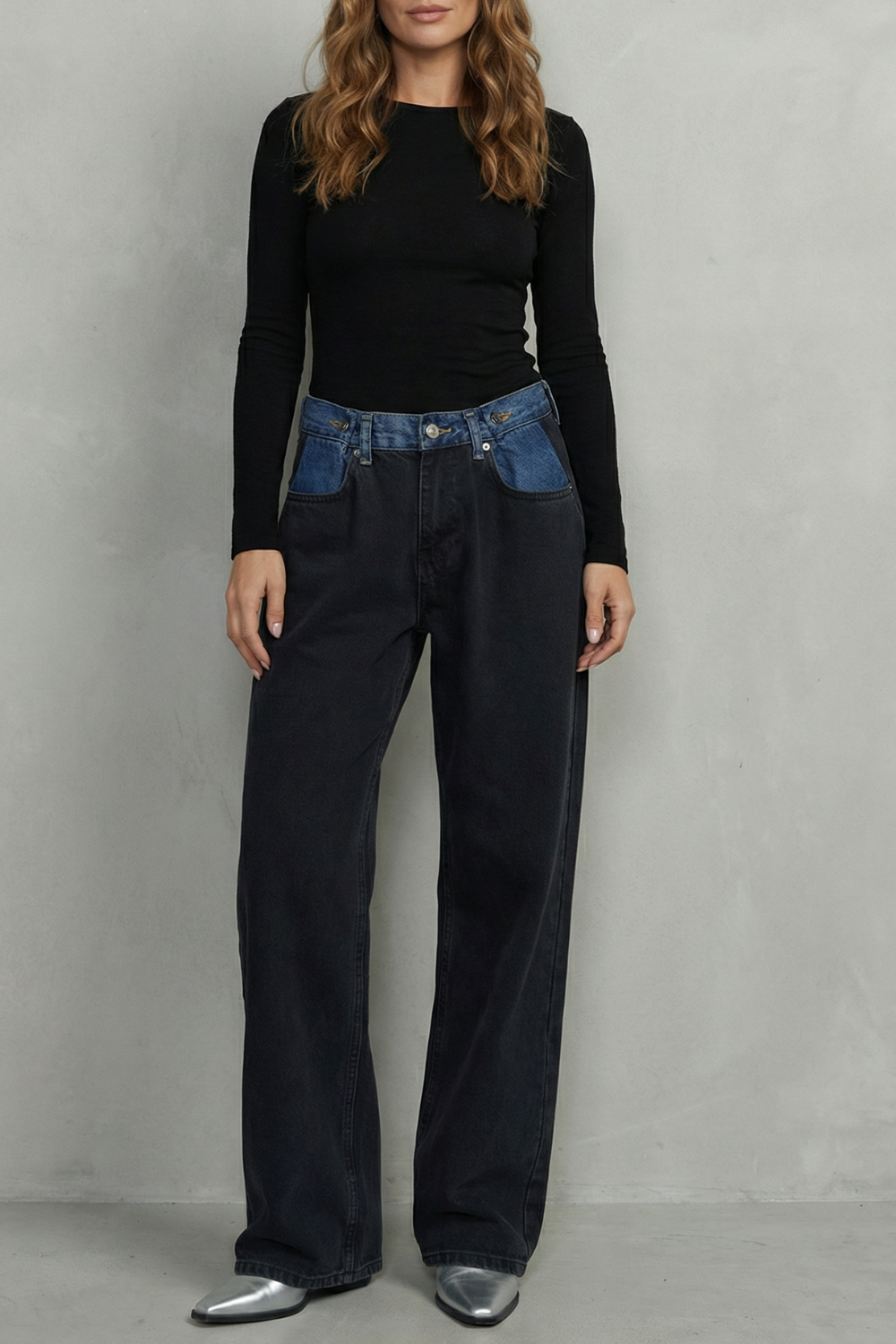 Noirelle – Tri-fold waistband detail – Straight leg jeans-10427395113303-OLVIA ROSE LONDON