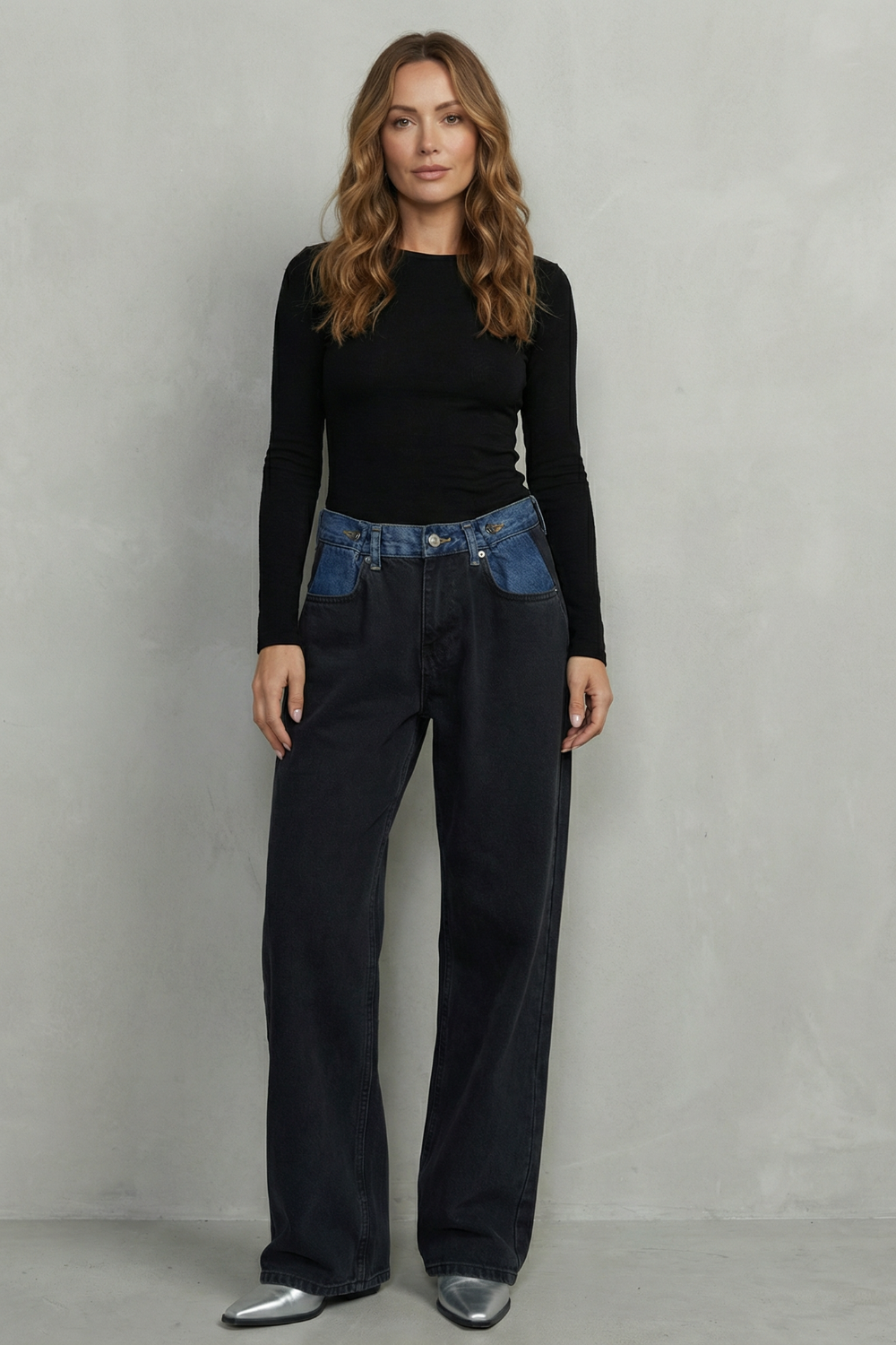 Noirelle – Tri-fold waistband detail – Straight leg jeans-10427395113303-OLVIA ROSE LONDON