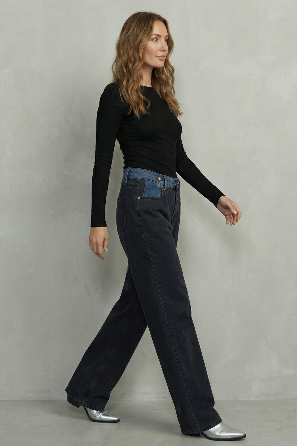 Noirelle – Tri-fold waistband detail – Straight leg jeans-10427395113303-OLVIA ROSE LONDON