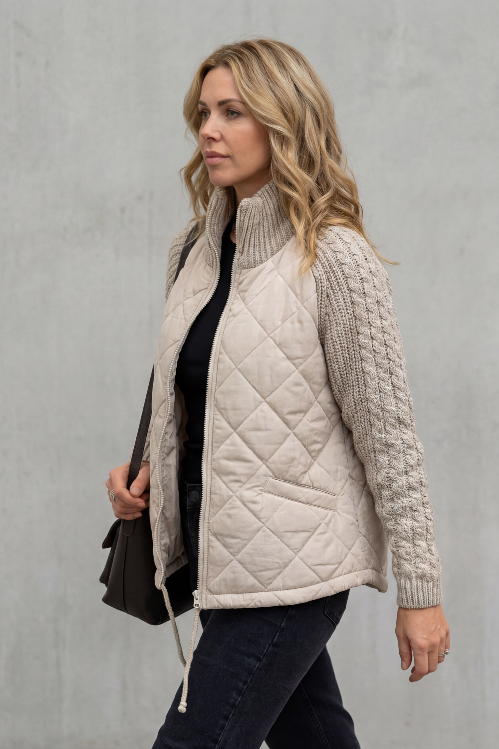 Norcetta – Textured knit detail – Quilted puffer jacket-10469896716631-OLVIA ROSE LONDON
