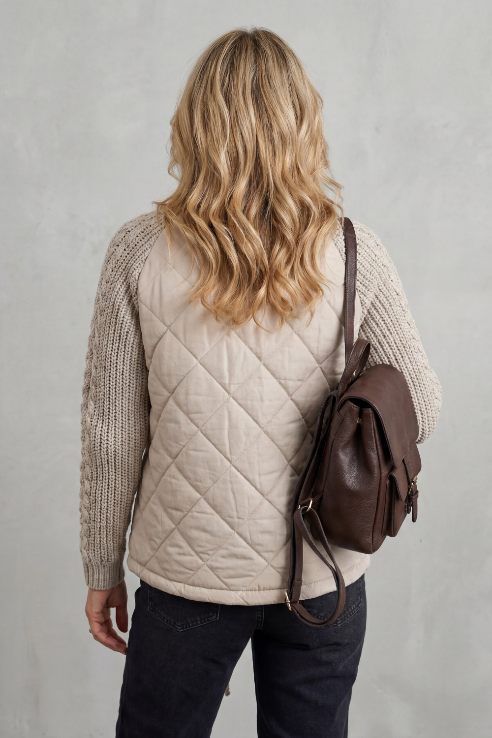 Norcetta – Textured knit detail – Quilted puffer jacket-10469896716631-OLVIA ROSE LONDON