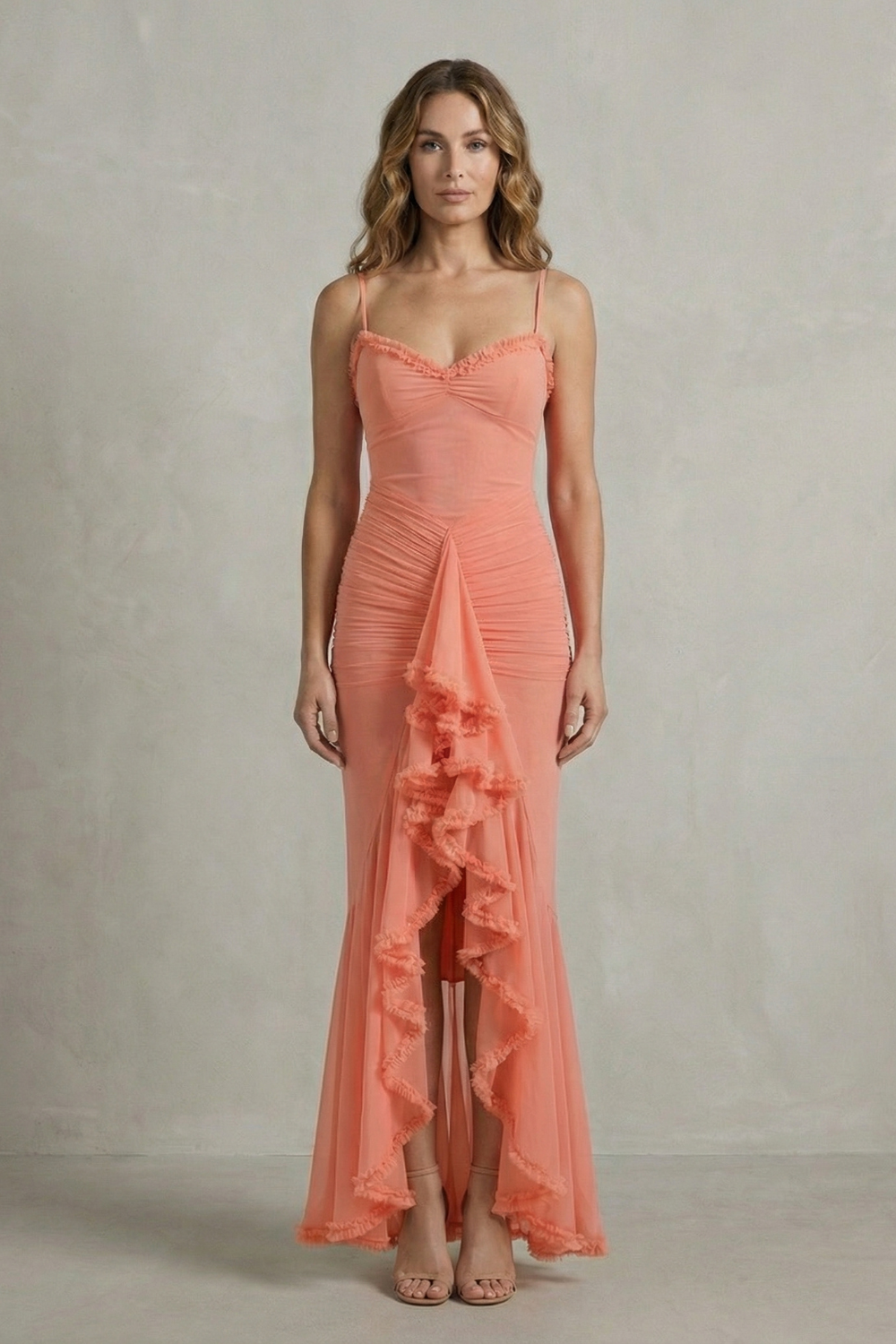 Phoebe – Feminine ruffle allure – Sleeveless high low maxi dress-10598804488535-OLVIA ROSE LONDON