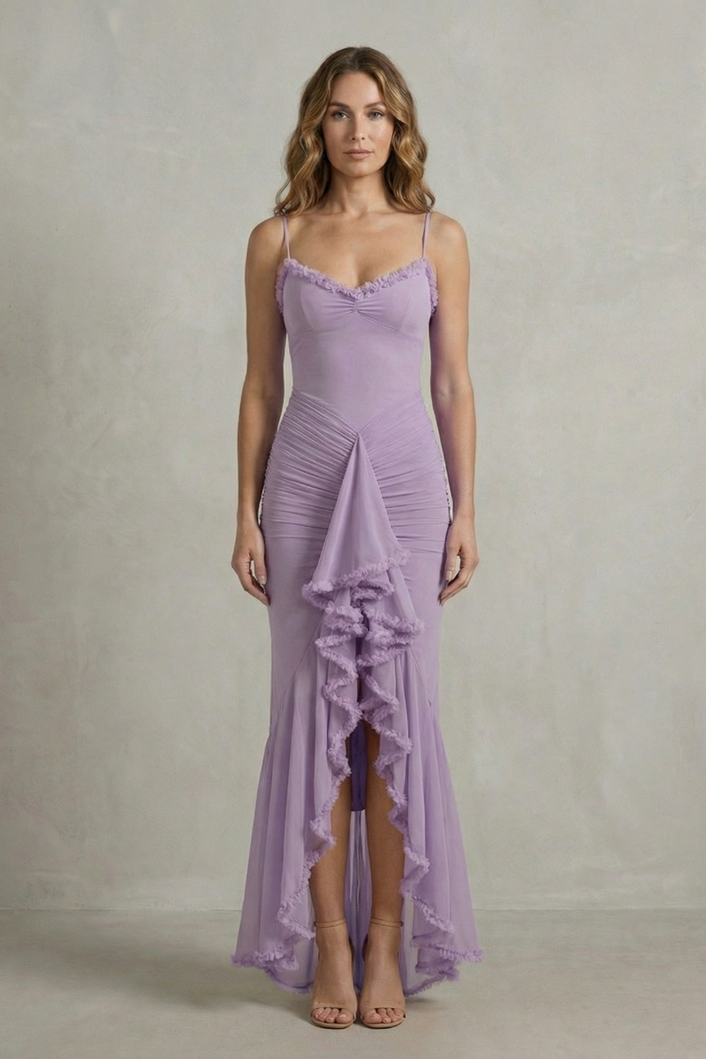 Phoebe – Feminine ruffle allure – Sleeveless high low maxi dress-10598804488535-OLVIA ROSE LONDON