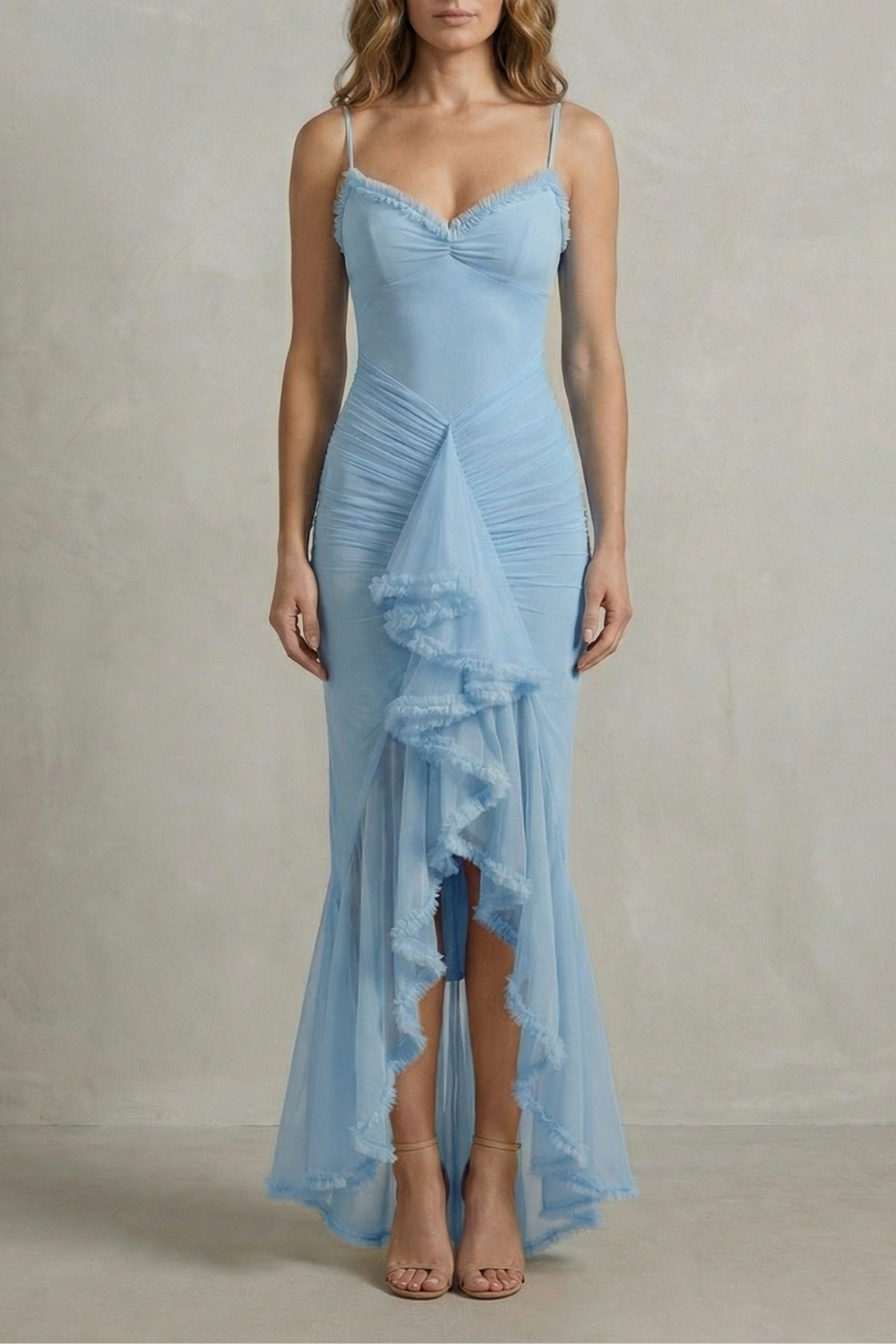 Phoebe – Feminine ruffle allure – Sleeveless high low maxi dress-10598804488535-OLVIA ROSE LONDON