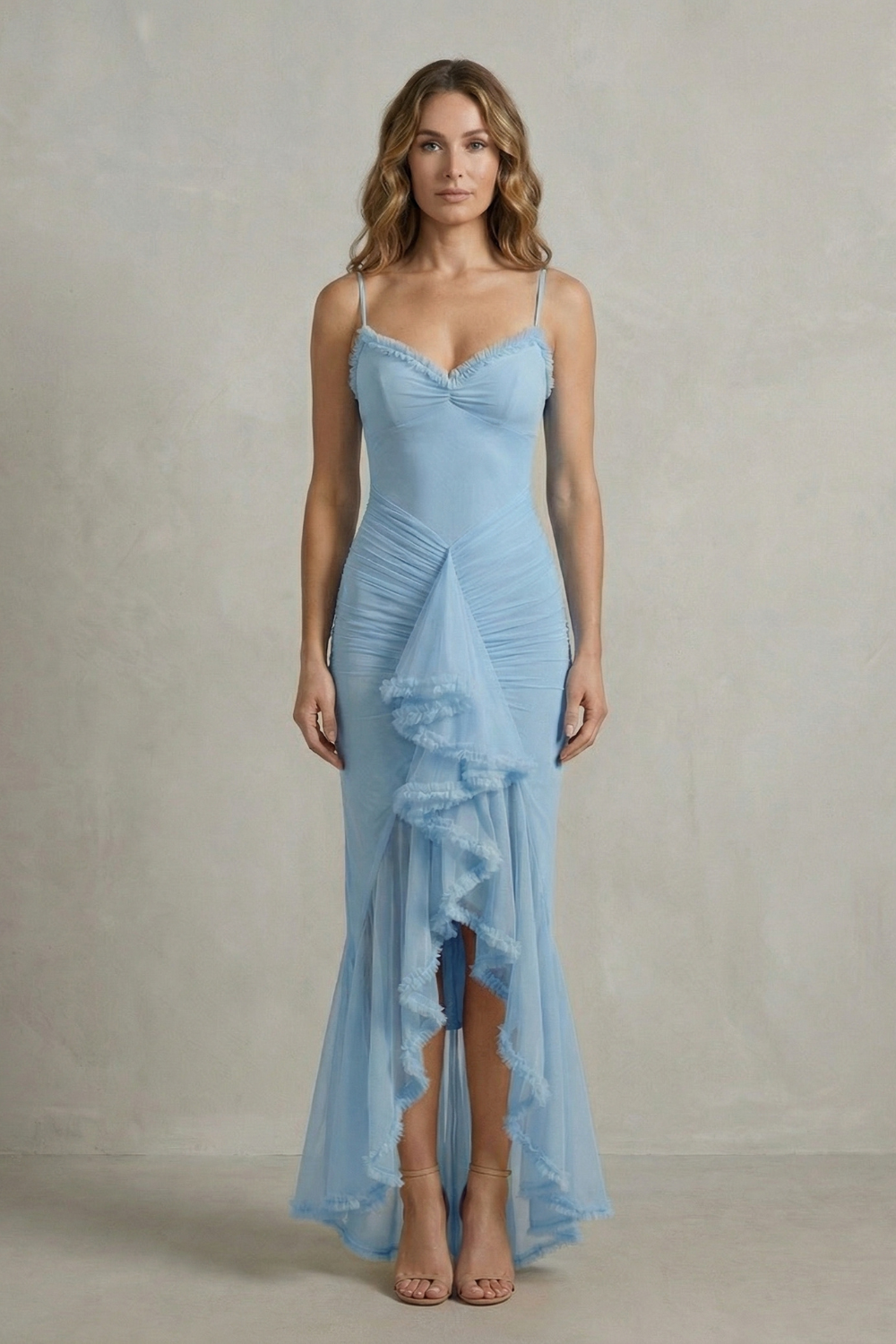 Phoebe – Feminine ruffle allure – Sleeveless high low maxi dress-10598804488535-OLVIA ROSE LONDON