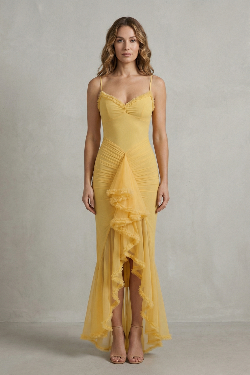 Phoebe – Feminine ruffle allure – Sleeveless high low maxi dress-10598804488535-OLVIA ROSE LONDON
