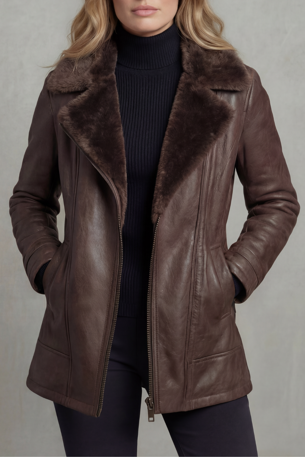 Ravella – Shearling-lined elegance – Leather jacket-10476859523415-OLVIA ROSE LONDON