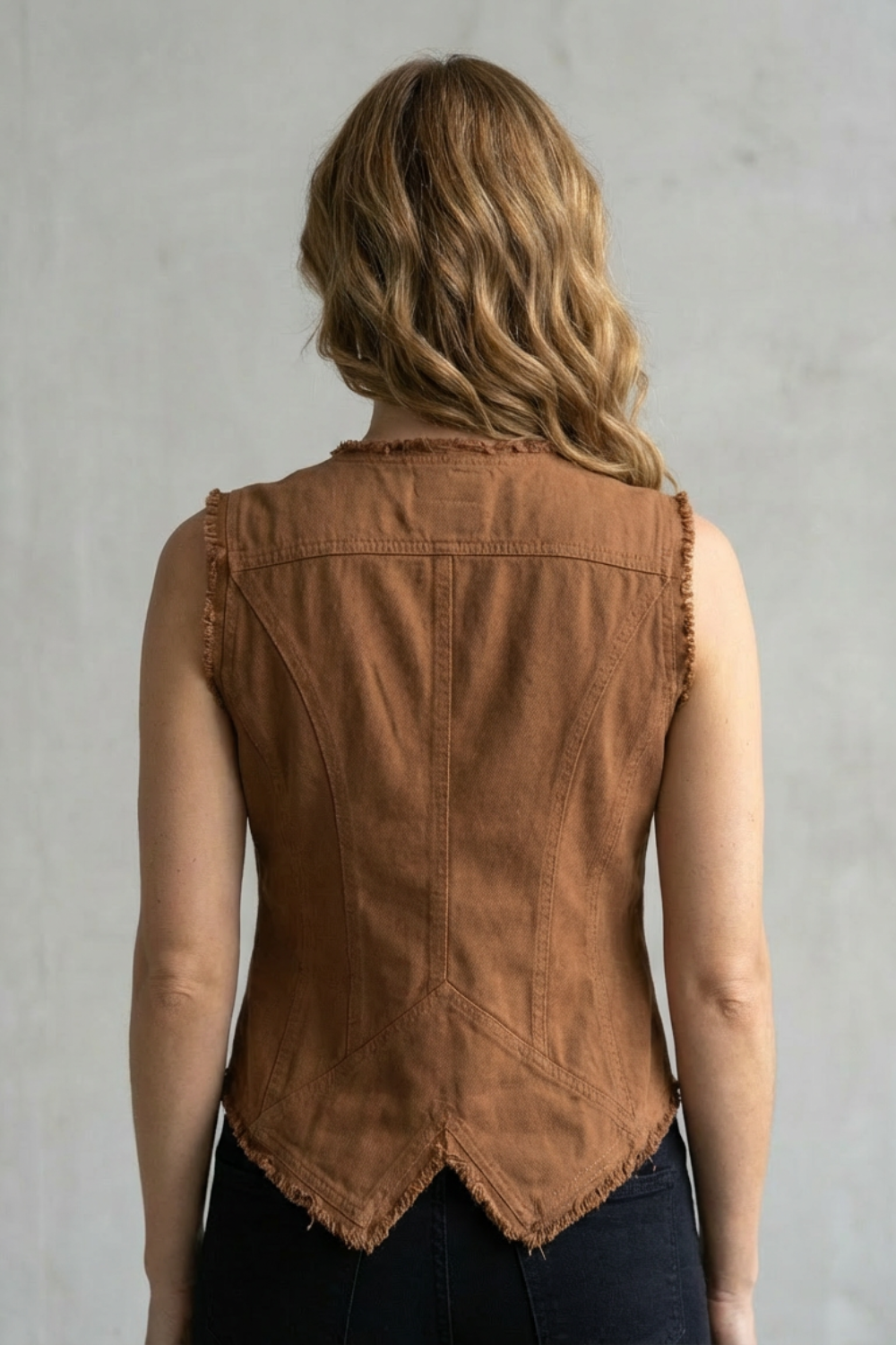 Ravelle – Distressed Button Denim Vest – Western-Inspired Statement Piece-10497657110871-OLVIA ROSE LONDON