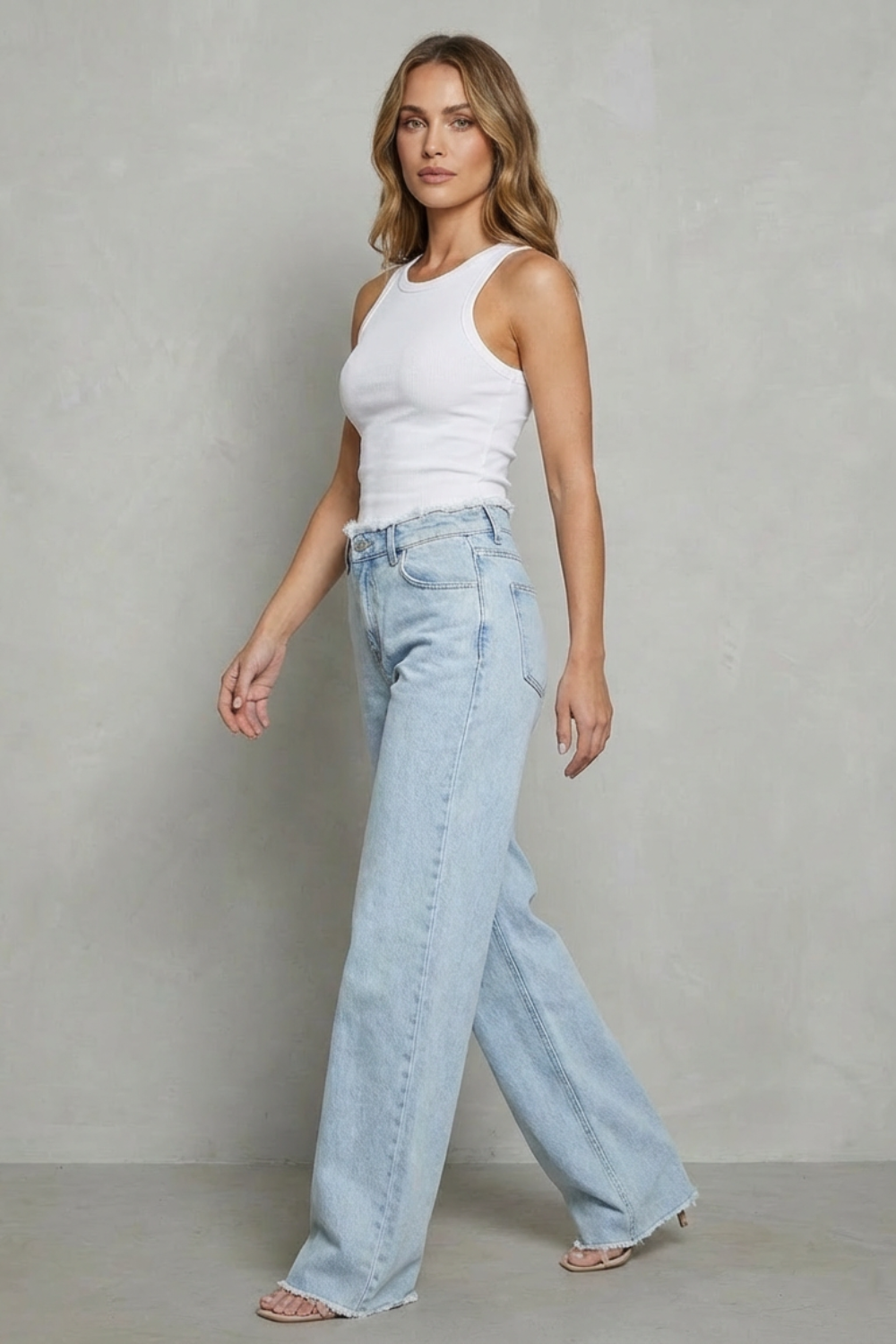 Rivazza – Raw hem detail – High-waist wide-leg jeans-10507979784535-OLVIA ROSE LONDON