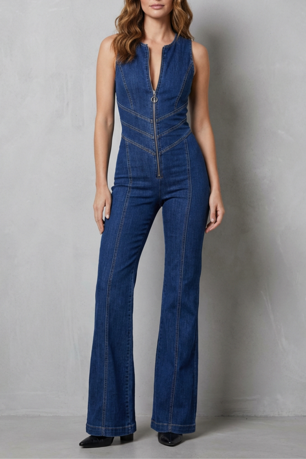 Rivazze – Zip front sculpt – Denim jumpsuit-10510339998039-OLVIA ROSE LONDON
