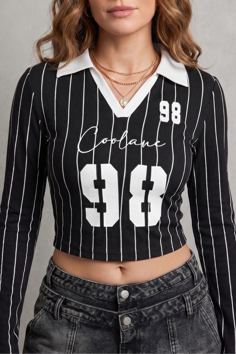 Rivellea – Striped graphic detail – Cropped long sleeve top-10757700714839-OLVIA ROSE LONDON