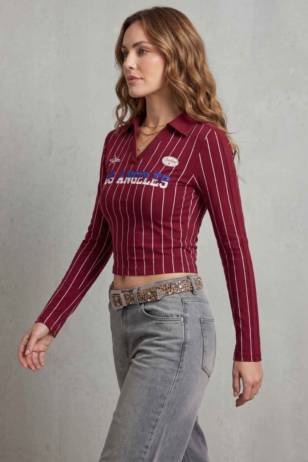 Rivellea – Striped graphic detail – Cropped long sleeve top-10757700714839-OLVIA ROSE LONDON