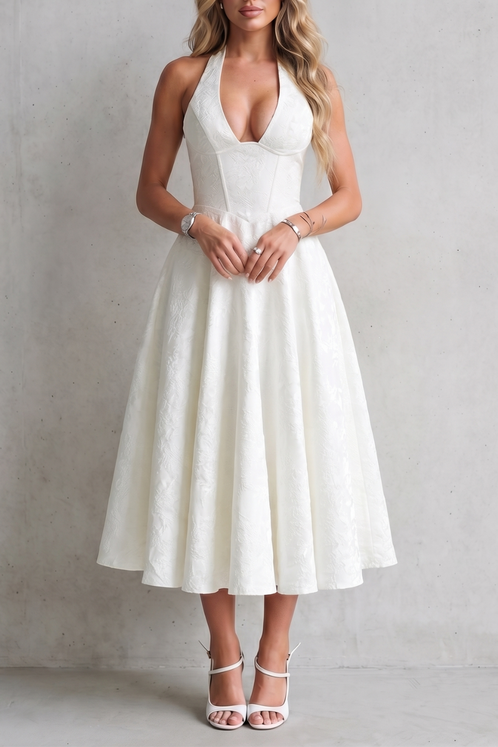 Rosalune – Halter floral elegance – Midi dress-10747166163287-OLVIA ROSE LONDON