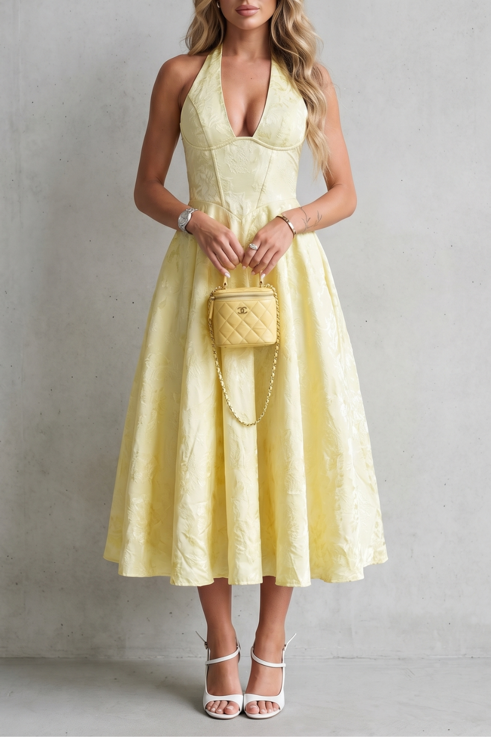 Rosalune – Halter floral elegance – Midi dress-10747166163287-OLVIA ROSE LONDON