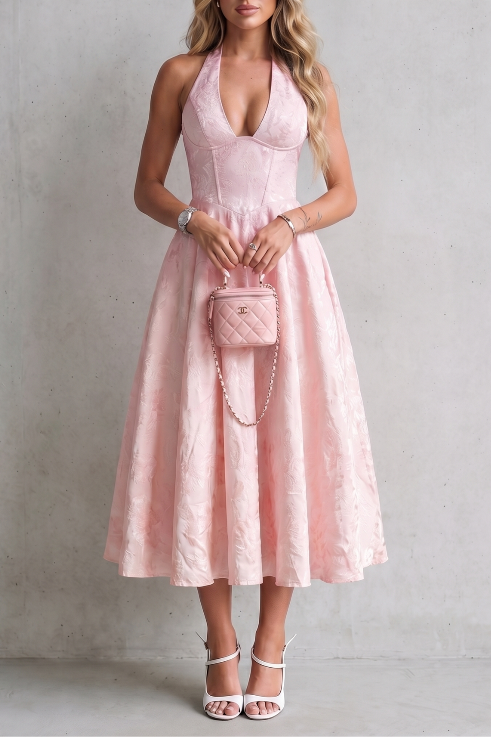 Rosalune – Halter floral elegance – Midi dress-10747166163287-OLVIA ROSE LONDON