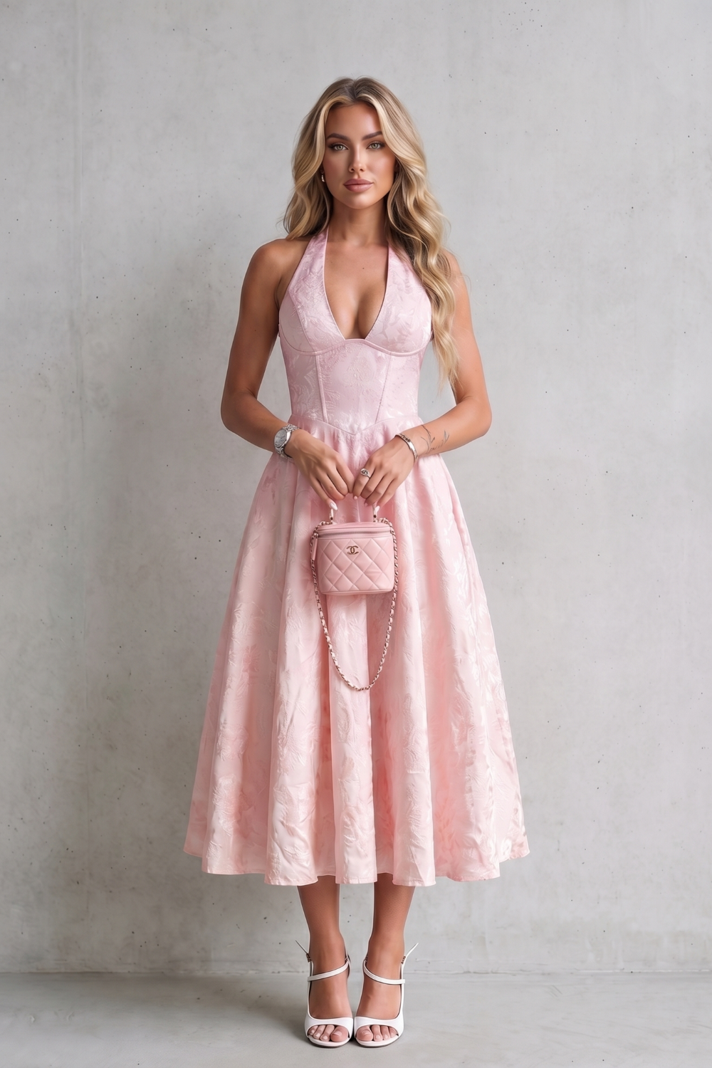 Rosalune – Halter floral elegance – Midi dress-10747166163287-OLVIA ROSE LONDON