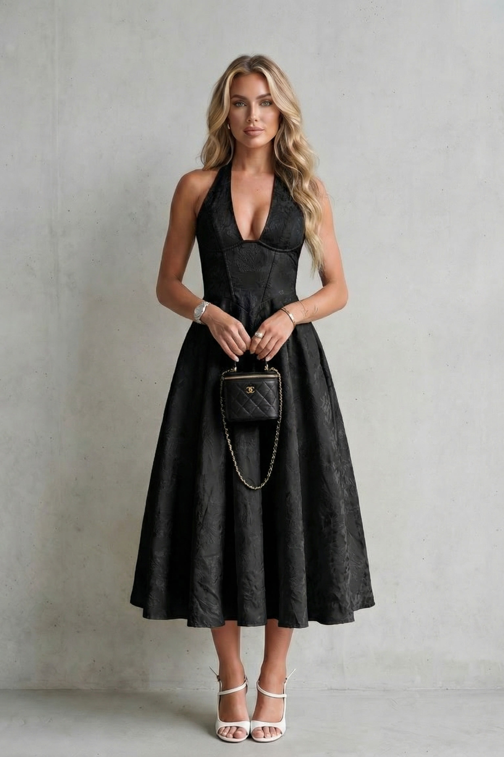 Rosalune – Halter floral elegance – Midi dress-10747166163287-OLVIA ROSE LONDON