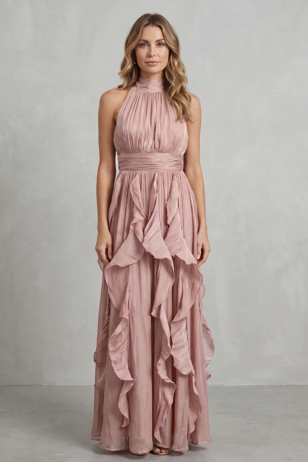 Rosamira – Ruffled chiffon elegance – Maxi dress-10747027423575-OLVIA ROSE LONDON
