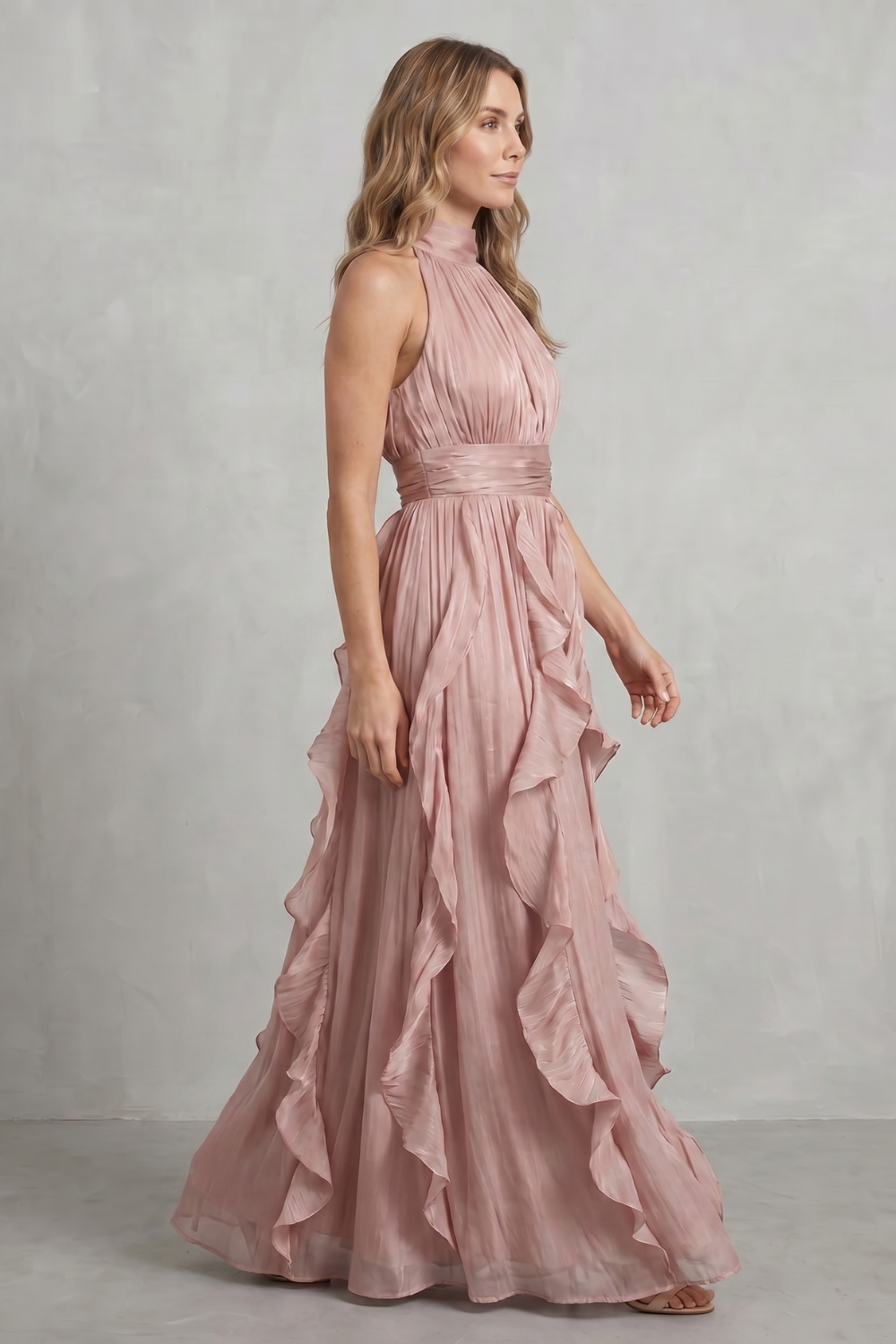 Rosamira – Ruffled chiffon elegance – Maxi dress-10747027423575-OLVIA ROSE LONDON
