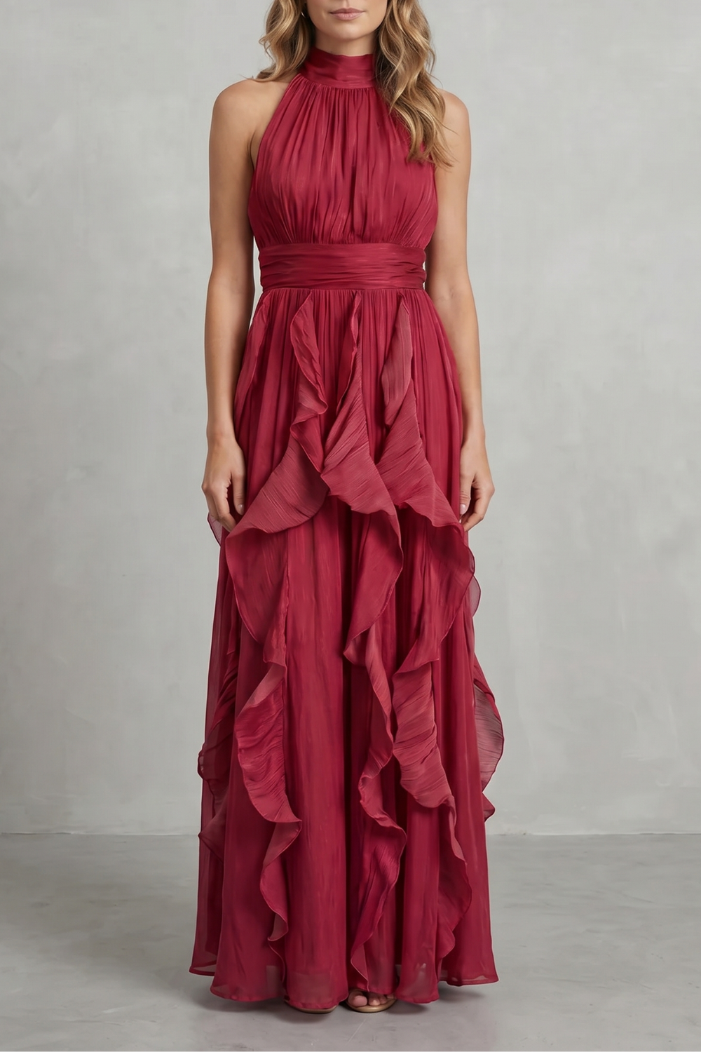 Rosamira – Ruffled chiffon elegance – Maxi dress-10747027423575-OLVIA ROSE LONDON