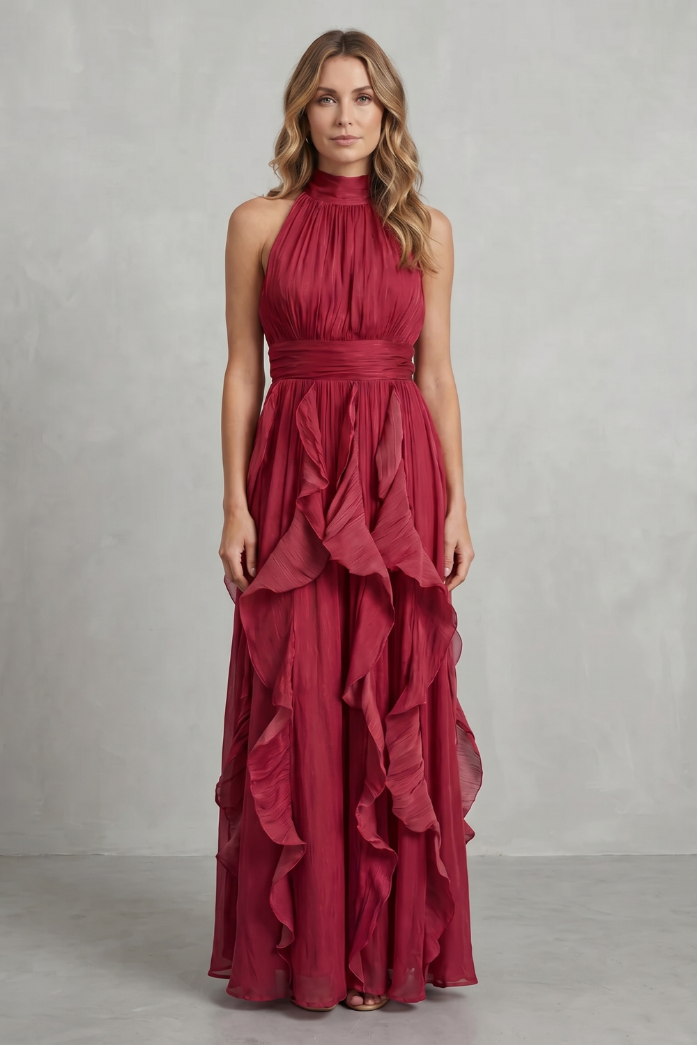 Rosamira – Ruffled chiffon elegance – Maxi dress-10747027423575-OLVIA ROSE LONDON
