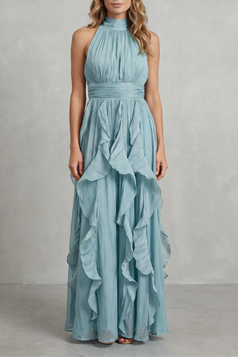 Rosamira – Ruffled chiffon elegance – Maxi dress-10747027423575-OLVIA ROSE LONDON