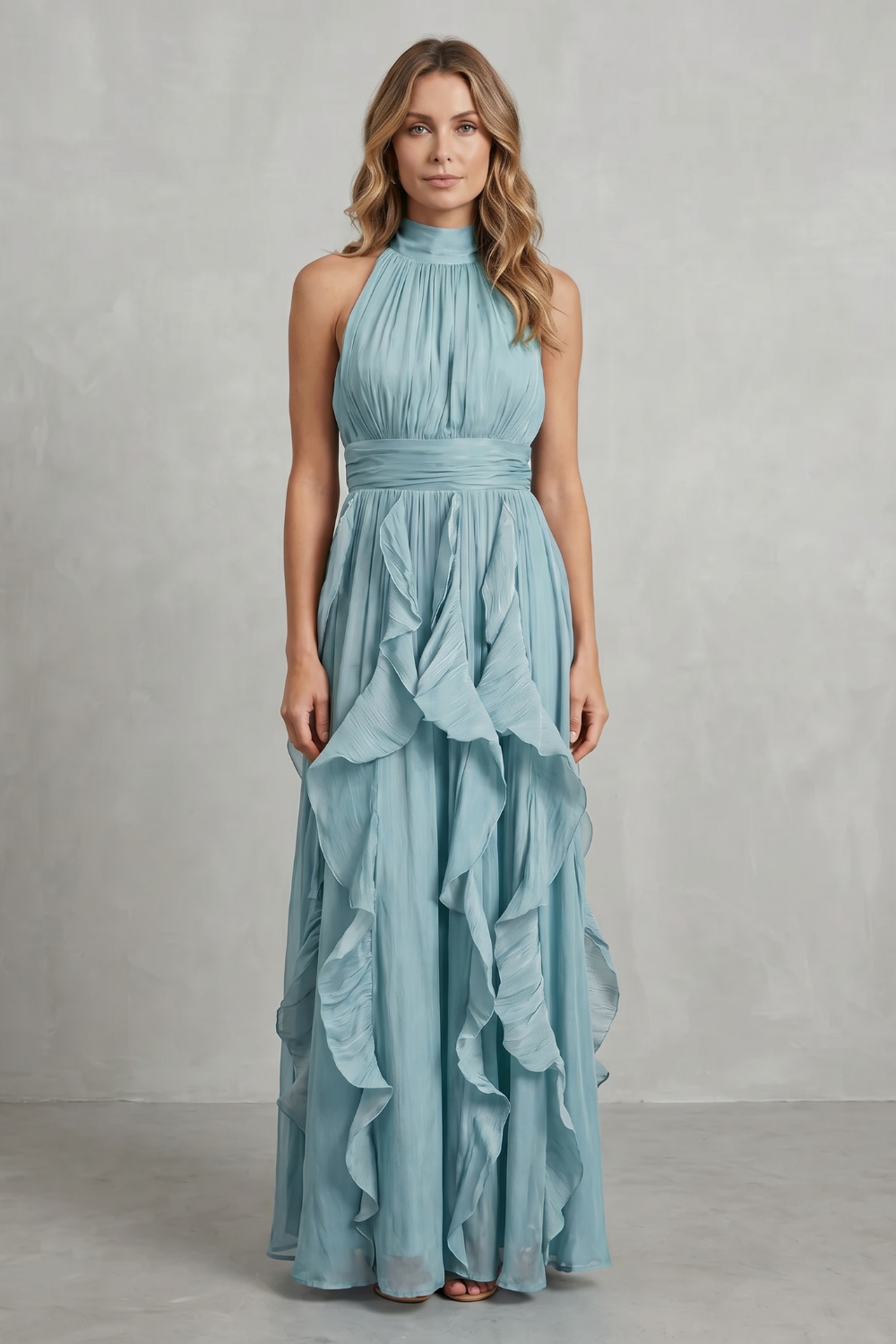 Rosamira – Ruffled chiffon elegance – Maxi dress-10747027423575-OLVIA ROSE LONDON