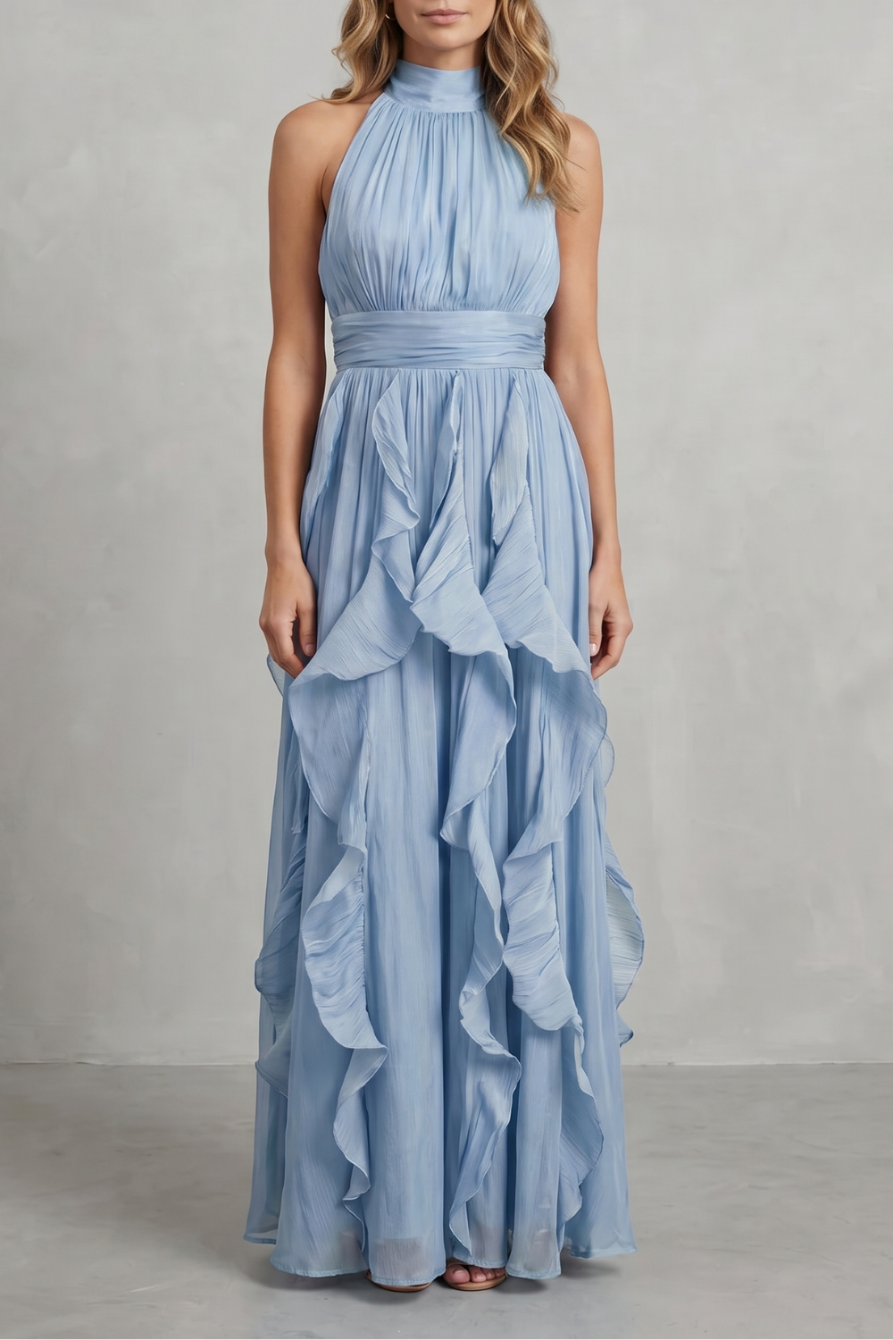 Rosamira – Ruffled chiffon elegance – Maxi dress-10747027423575-OLVIA ROSE LONDON
