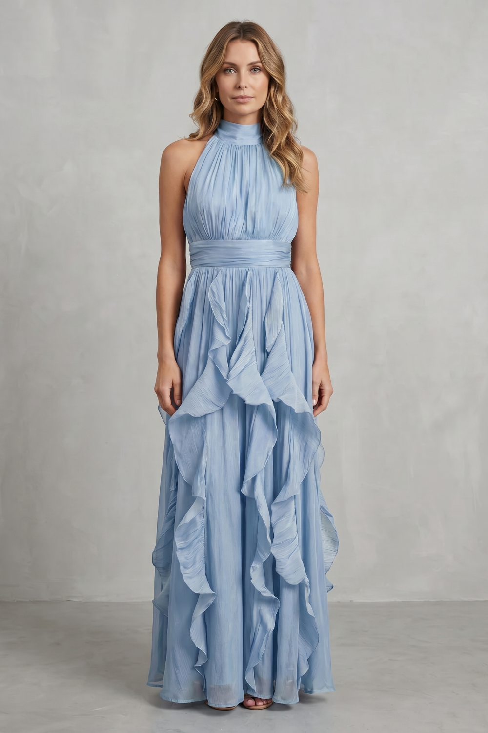 Rosamira – Ruffled chiffon elegance – Maxi dress-10747027423575-OLVIA ROSE LONDON