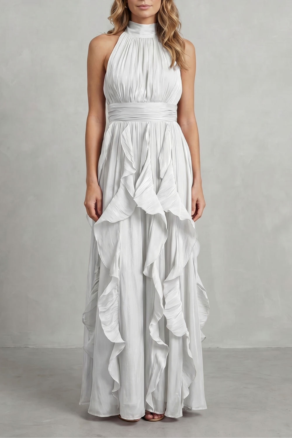 Rosamira – Ruffled chiffon elegance – Maxi dress-10747027423575-OLVIA ROSE LONDON