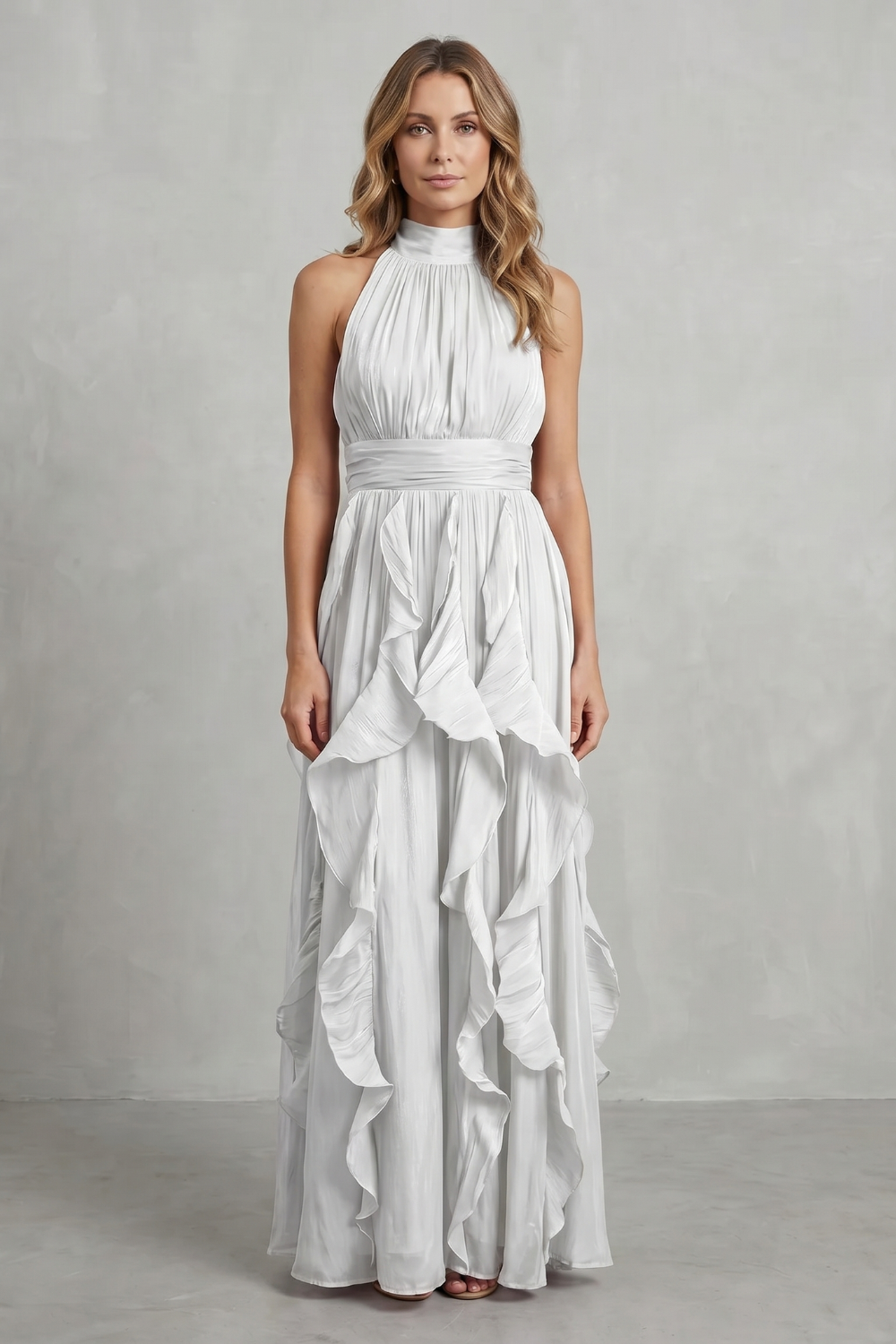 Rosamira – Ruffled chiffon elegance – Maxi dress-10747027423575-OLVIA ROSE LONDON