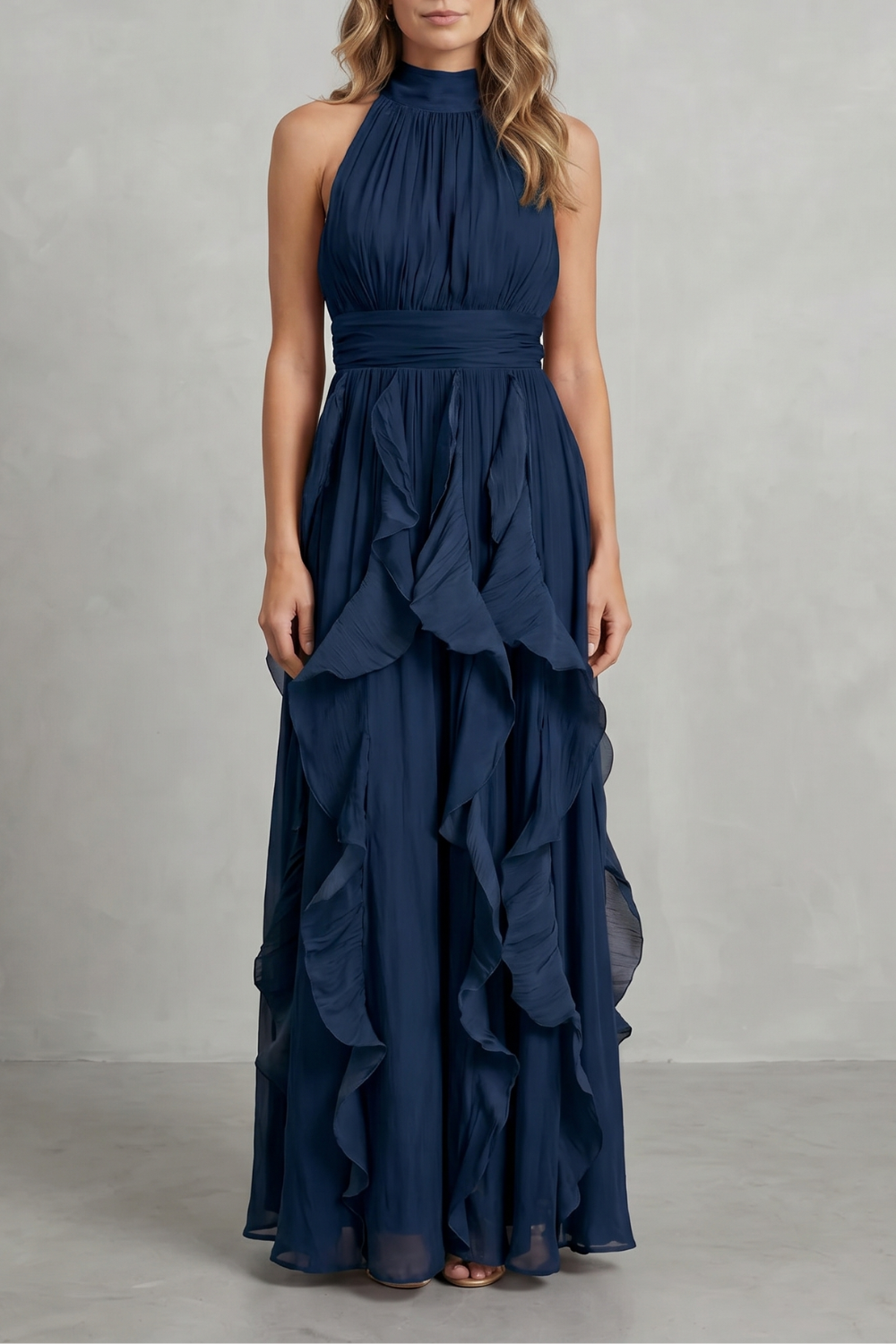 Rosamira – Ruffled chiffon elegance – Maxi dress-10747027423575-OLVIA ROSE LONDON