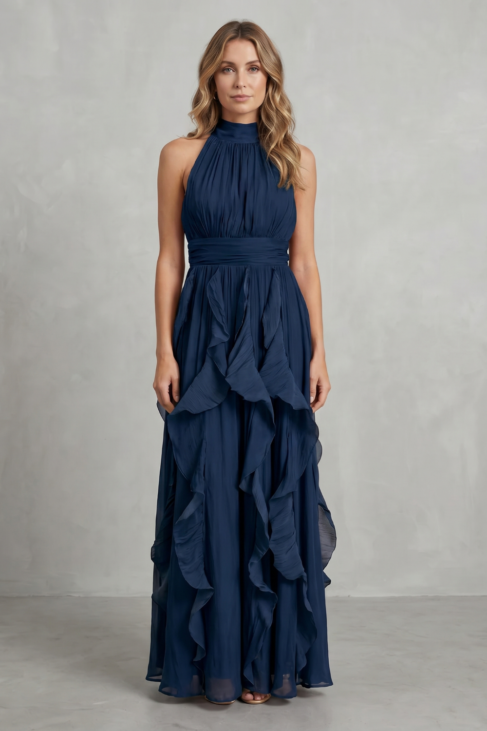 Rosamira – Ruffled chiffon elegance – Maxi dress-10747027423575-OLVIA ROSE LONDON