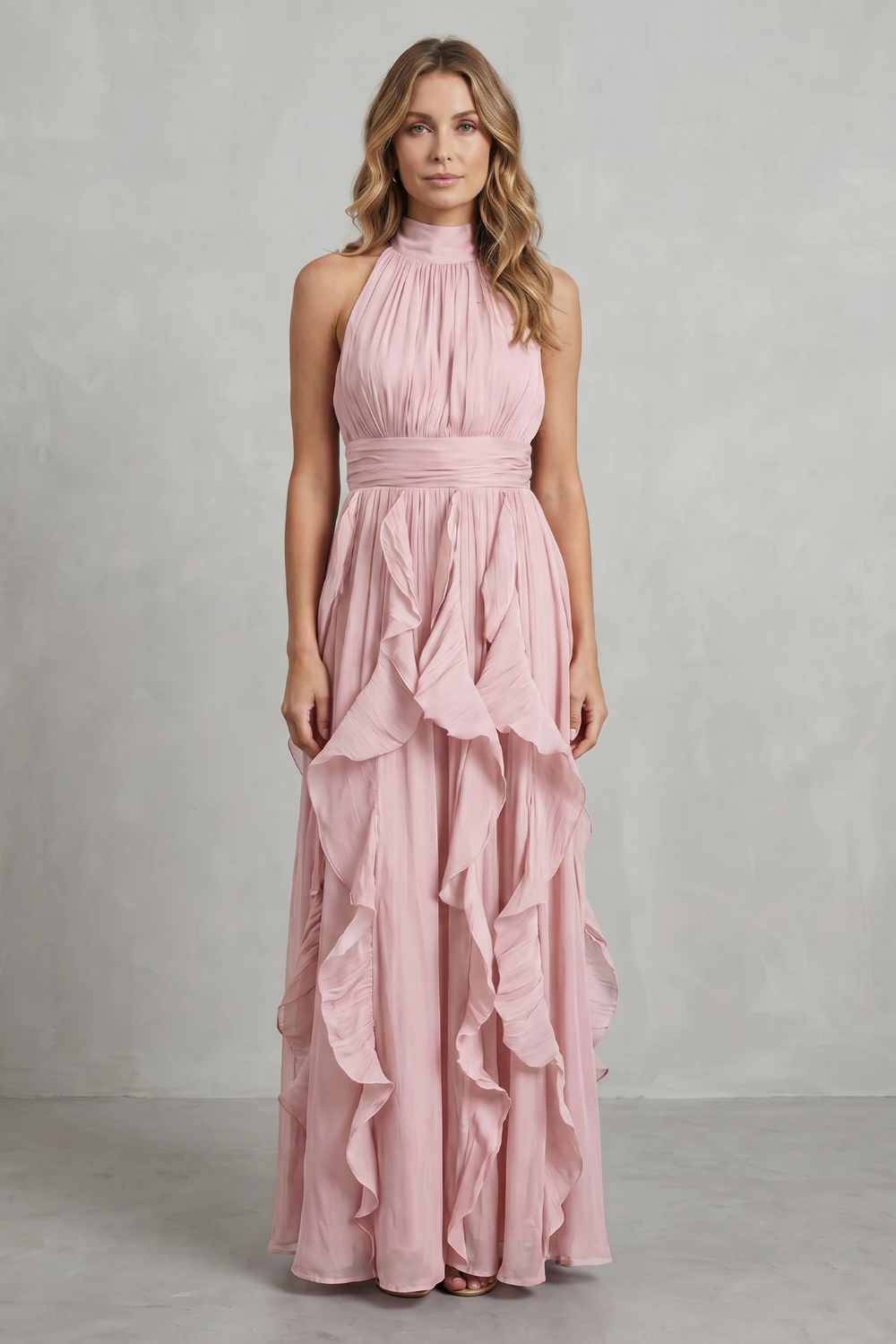 Rosamira – Ruffled chiffon elegance – Maxi dress-10747027423575-OLVIA ROSE LONDON