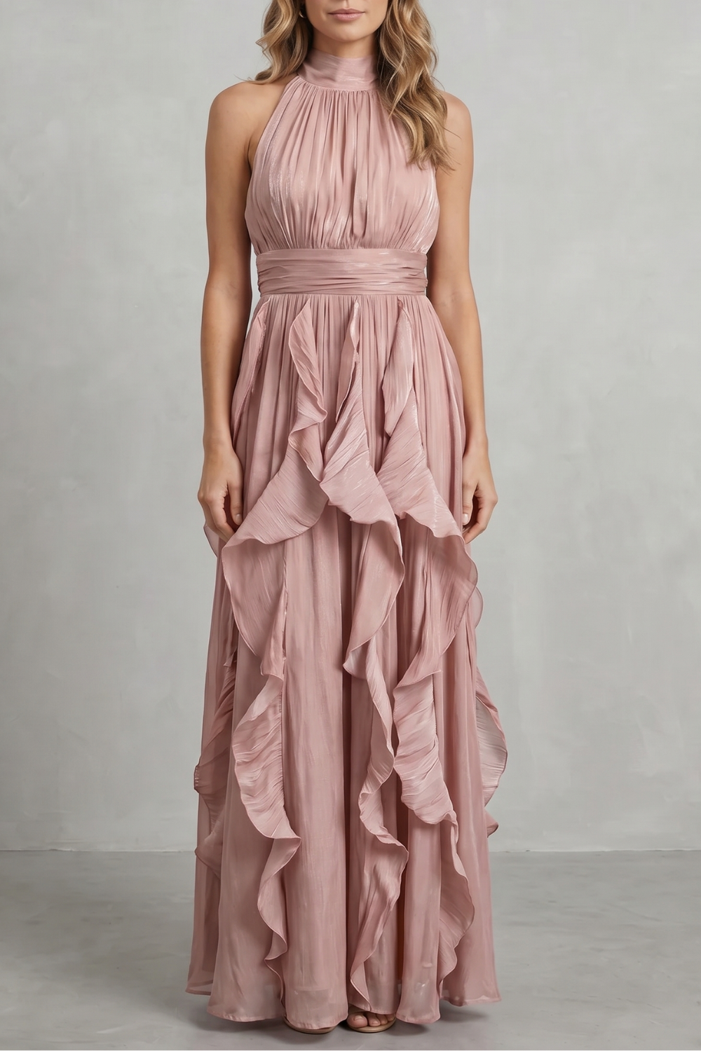 Rosamira – Ruffled chiffon elegance – Maxi dress-10747027423575-OLVIA ROSE LONDON