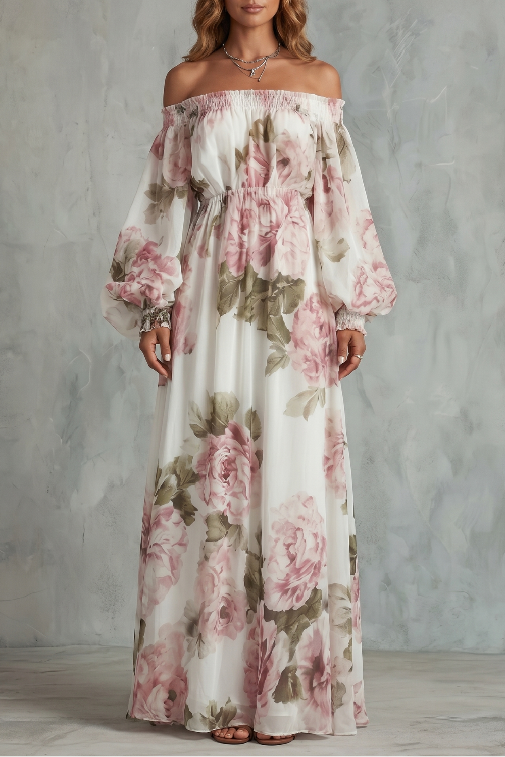 Rosavelle – Romantic floral off-shoulder – Maxi dress-10765746962775-OLVIA ROSE LONDON