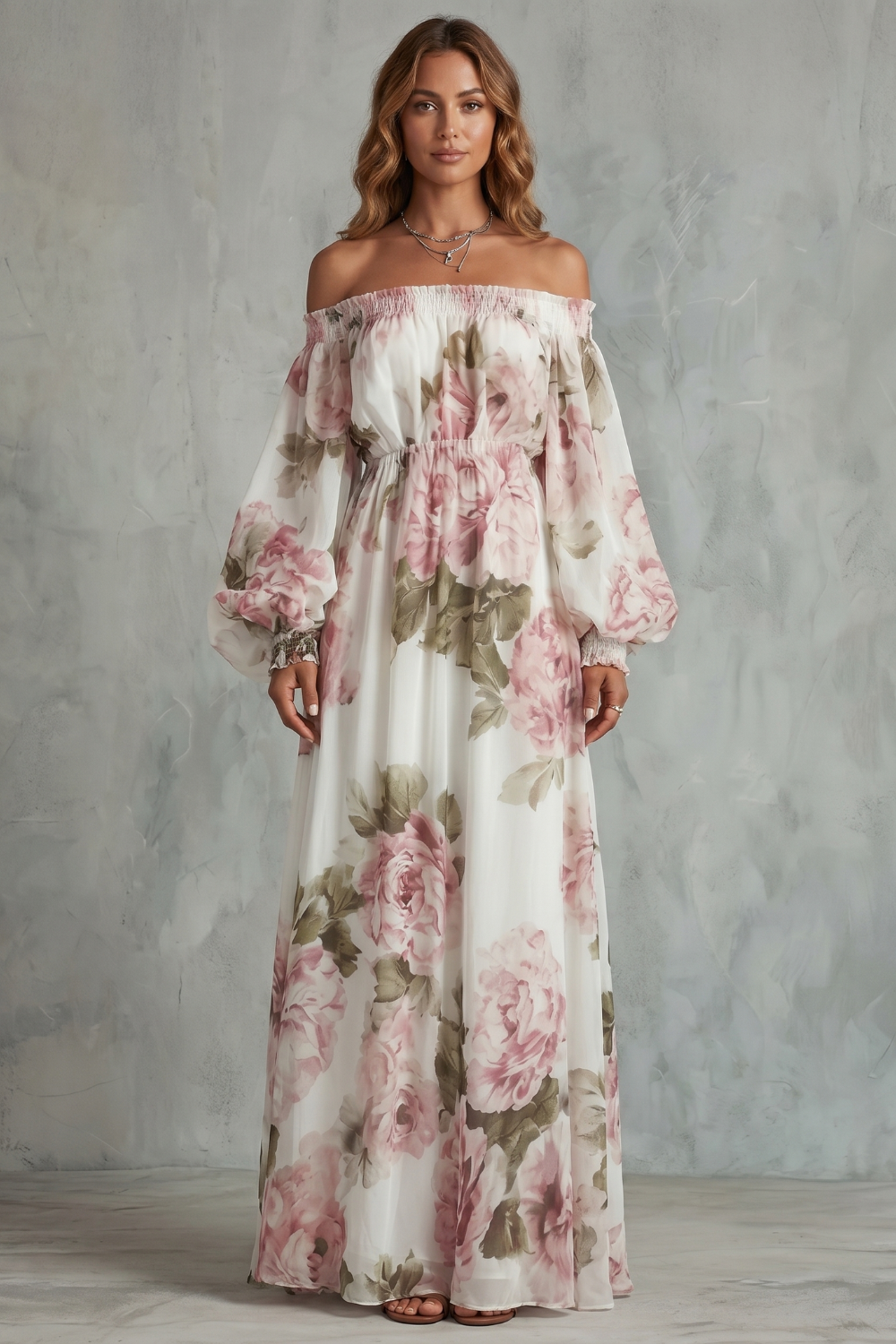 Rosavelle – Romantic floral off-shoulder – Maxi dress-10765746962775-OLVIA ROSE LONDON