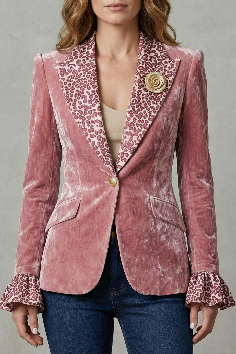 Rosavienne – Printed lapel statement – Velvet blazer-10644576338263-OLVIA ROSE LONDON