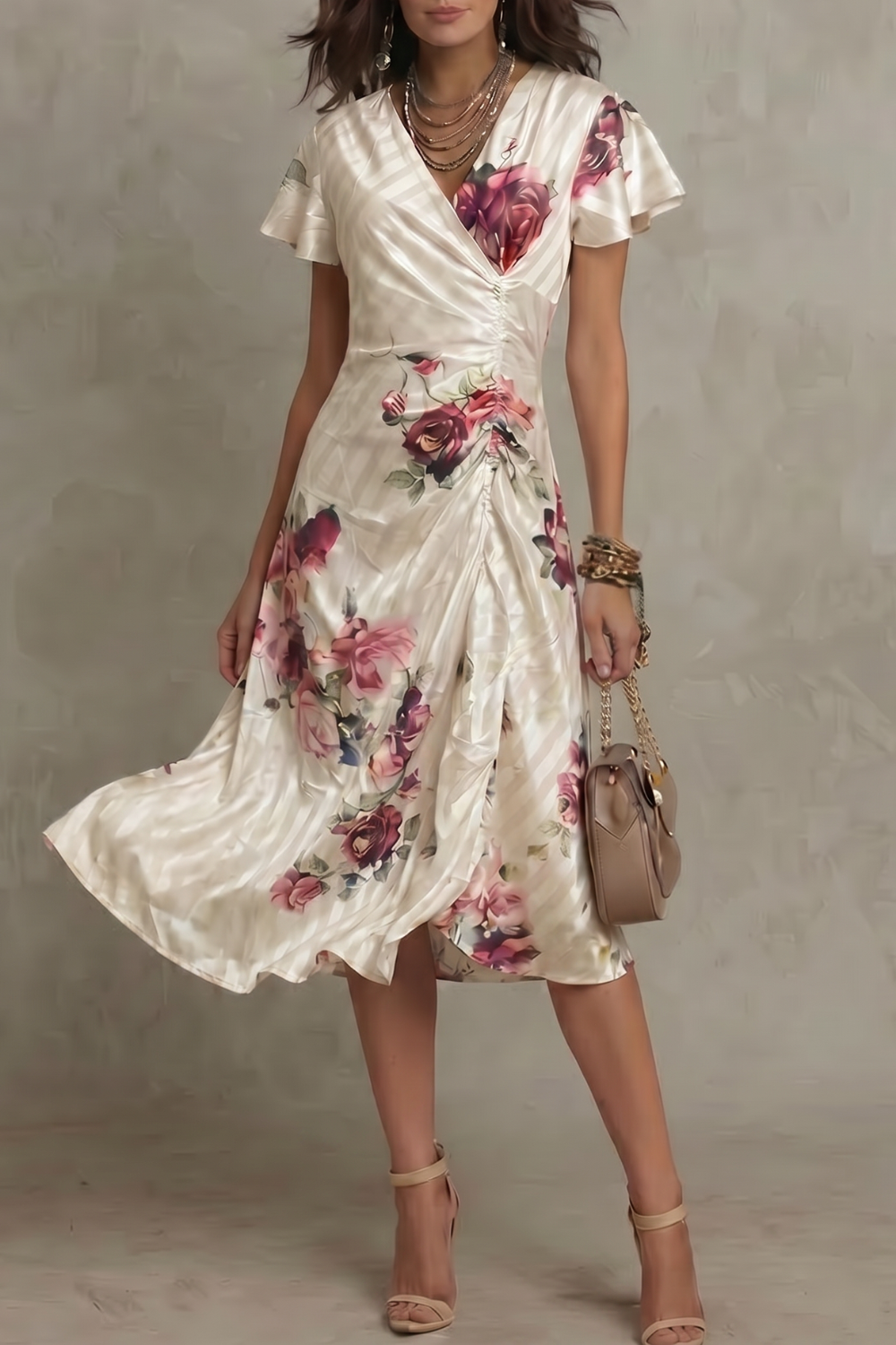 Rosavienne – Vintage satin romance – Midi dress-10642240962903-OLVIA ROSE LONDON