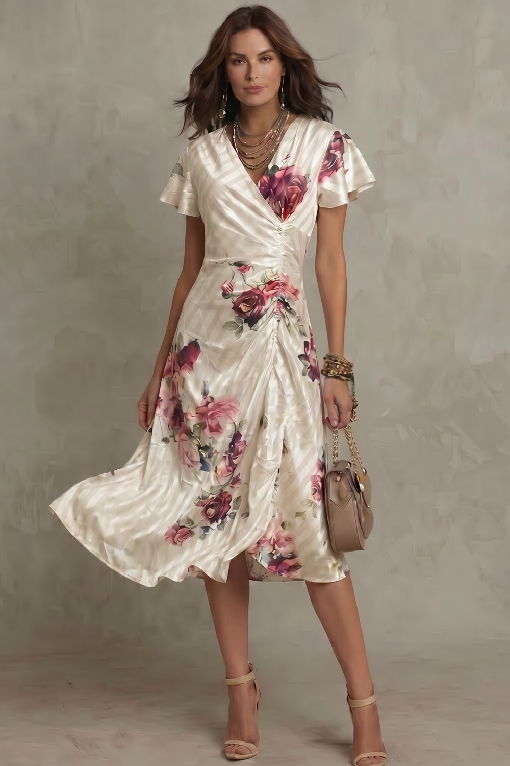 Rosavienne – Vintage satin romance – Midi dress-10642240962903-OLVIA ROSE LONDON