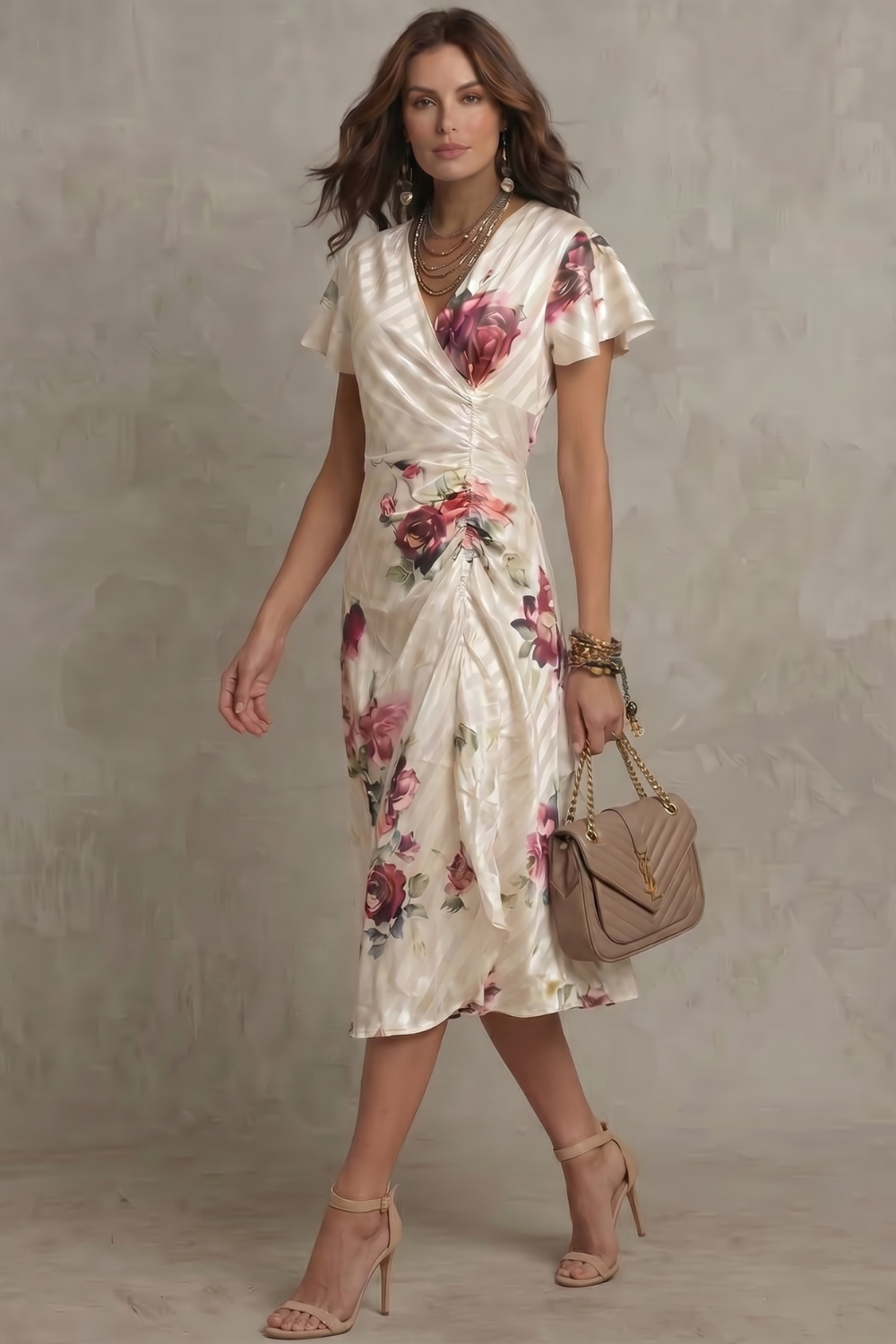 Rosavienne – Vintage satin romance – Midi dress-10642240962903-OLVIA ROSE LONDON