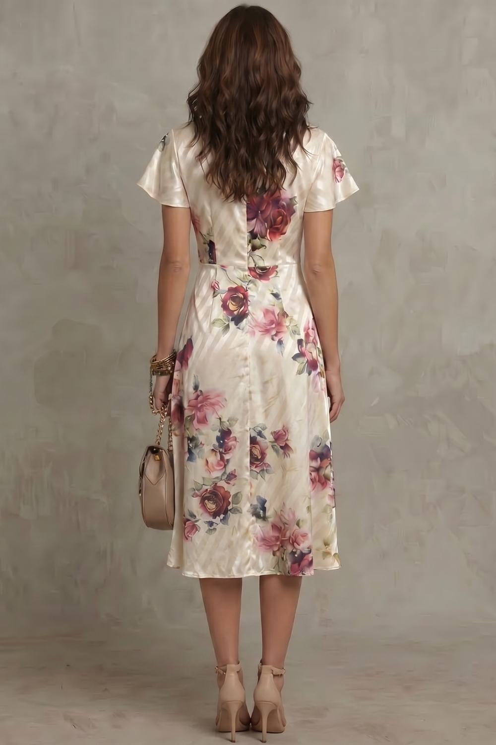 Rosavienne – Vintage satin romance – Midi dress-10642240962903-OLVIA ROSE LONDON