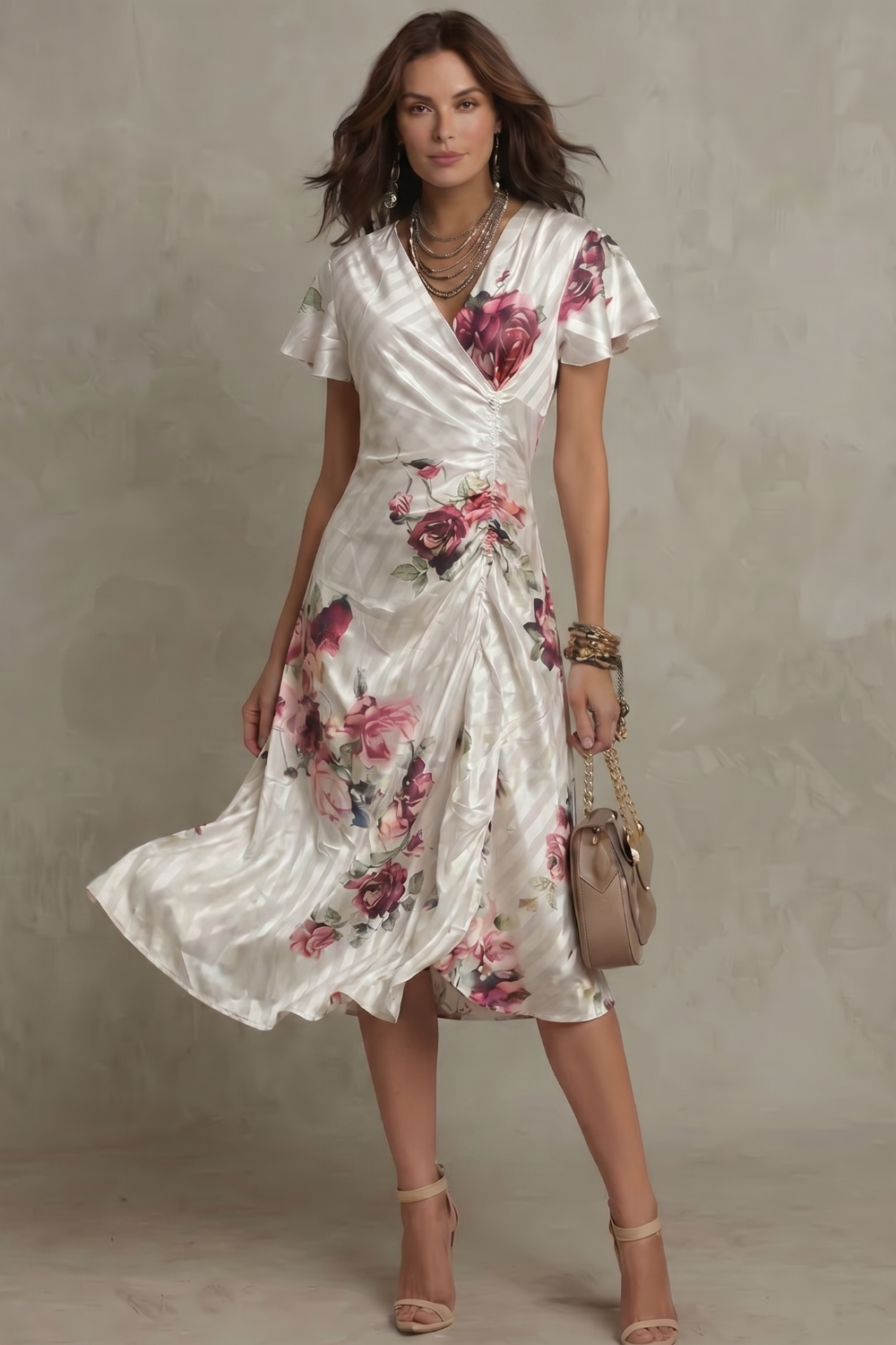 Rosavienne – Vintage satin romance – Midi dress-10642240962903-OLVIA ROSE LONDON