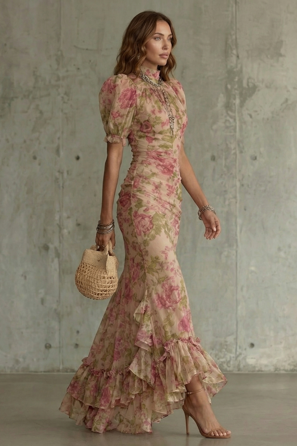 romantic maxi dress Tiered Deep Red / Small Flowing chiffon maxi with surplice neckline Romantic Affair Satin One Shoulder