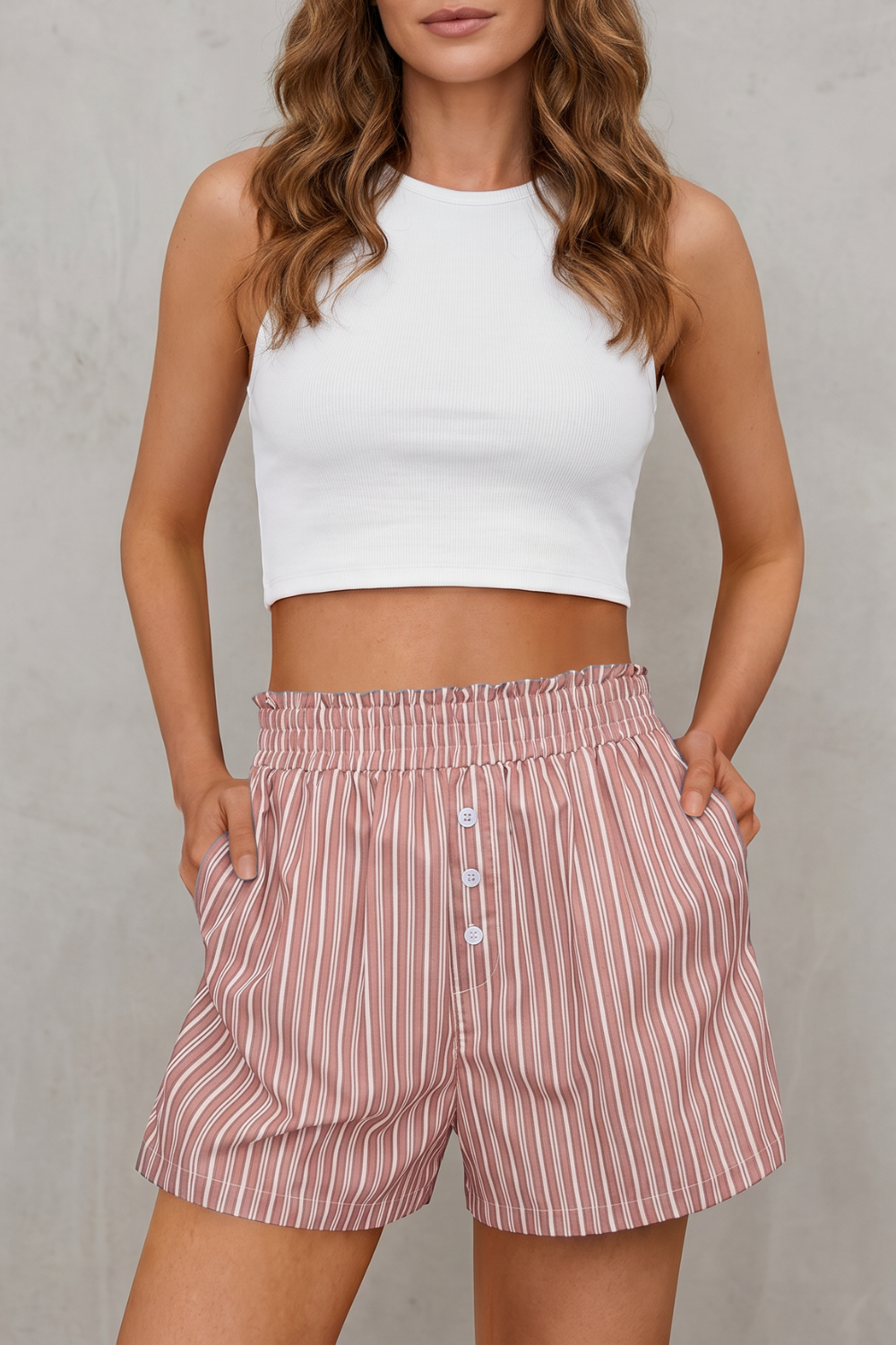 Roselisse – Striped relaxed charm – Casual shorts-10908495151447-OLVIA ROSE LONDON