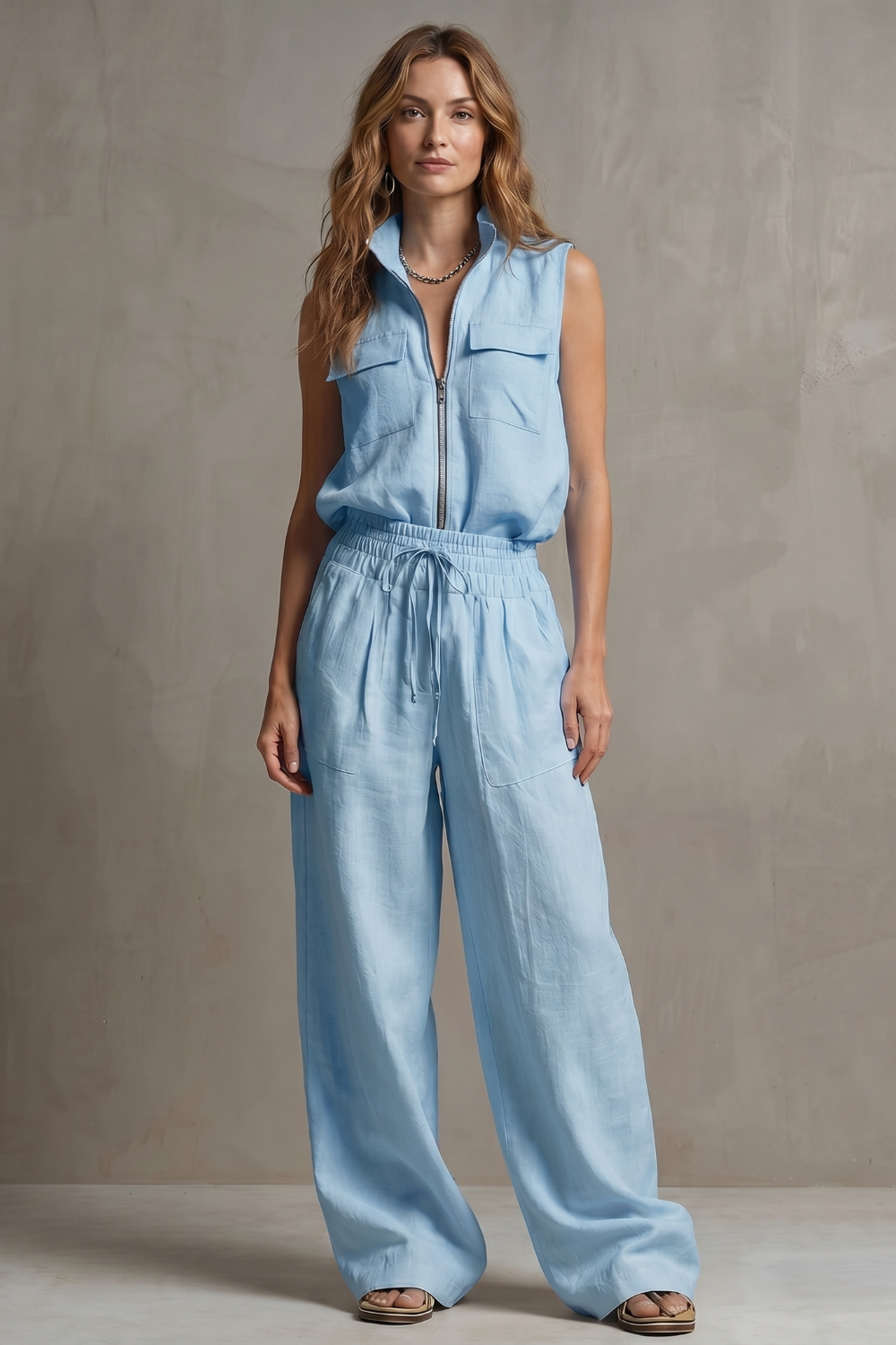 Roselune – Relaxed zip-front elegance – Trouser set-10914566046039-OLVIA ROSE LONDON