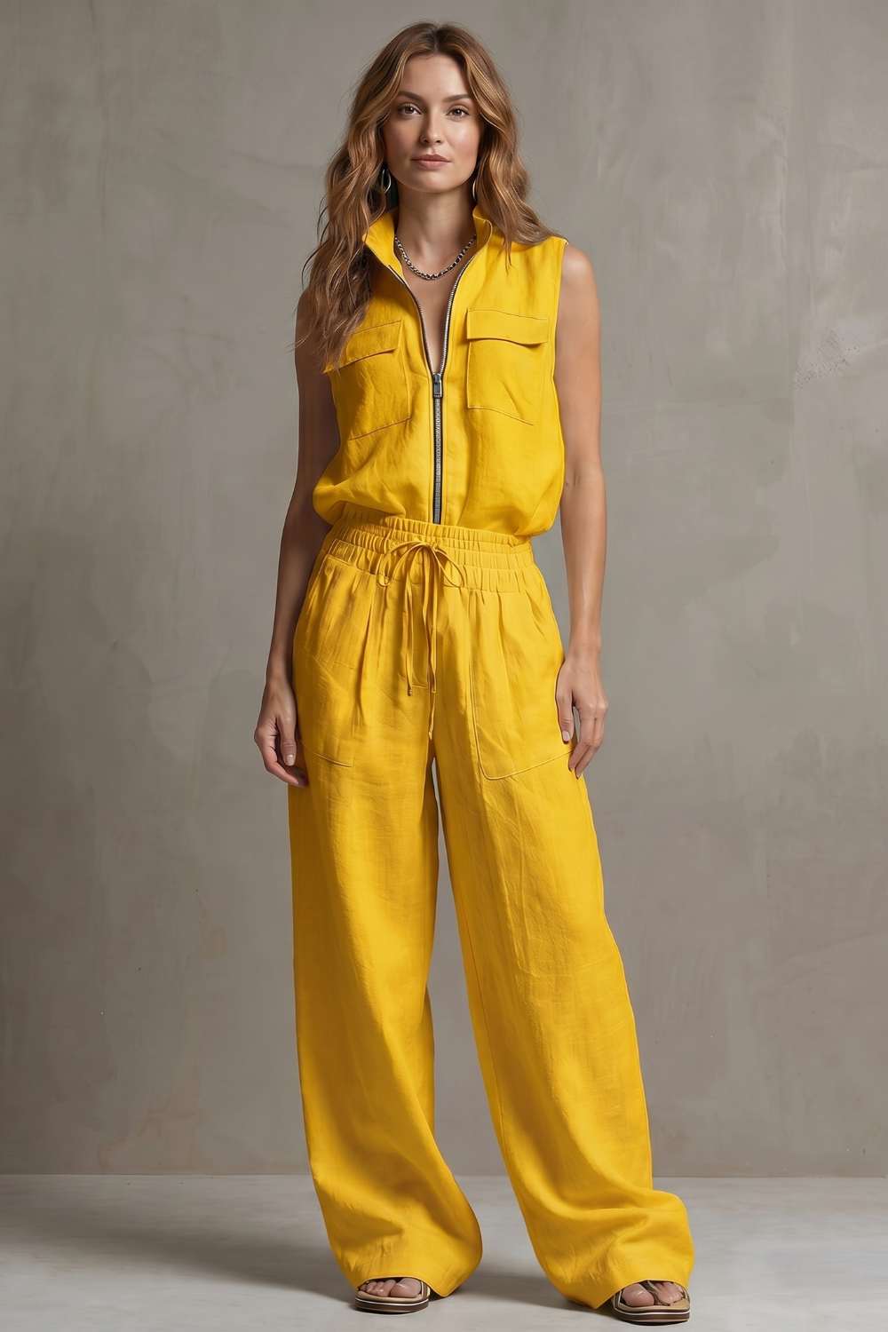 Roselune – Relaxed zip-front elegance – Trouser set-10914566046039-OLVIA ROSE LONDON